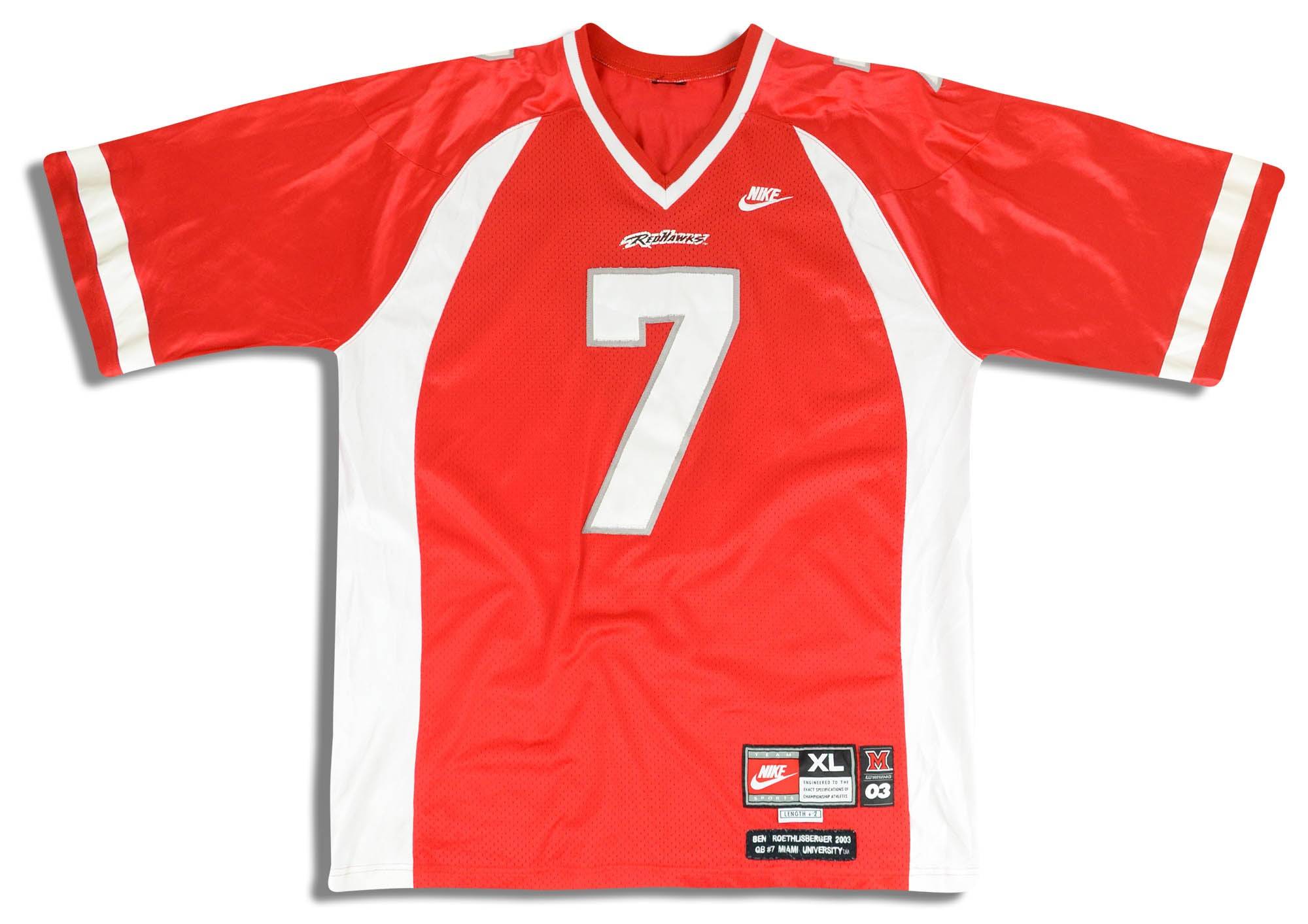 2003 Miami Redhawks Roethlisberger 7 Nike Throwback Jersey Home XL