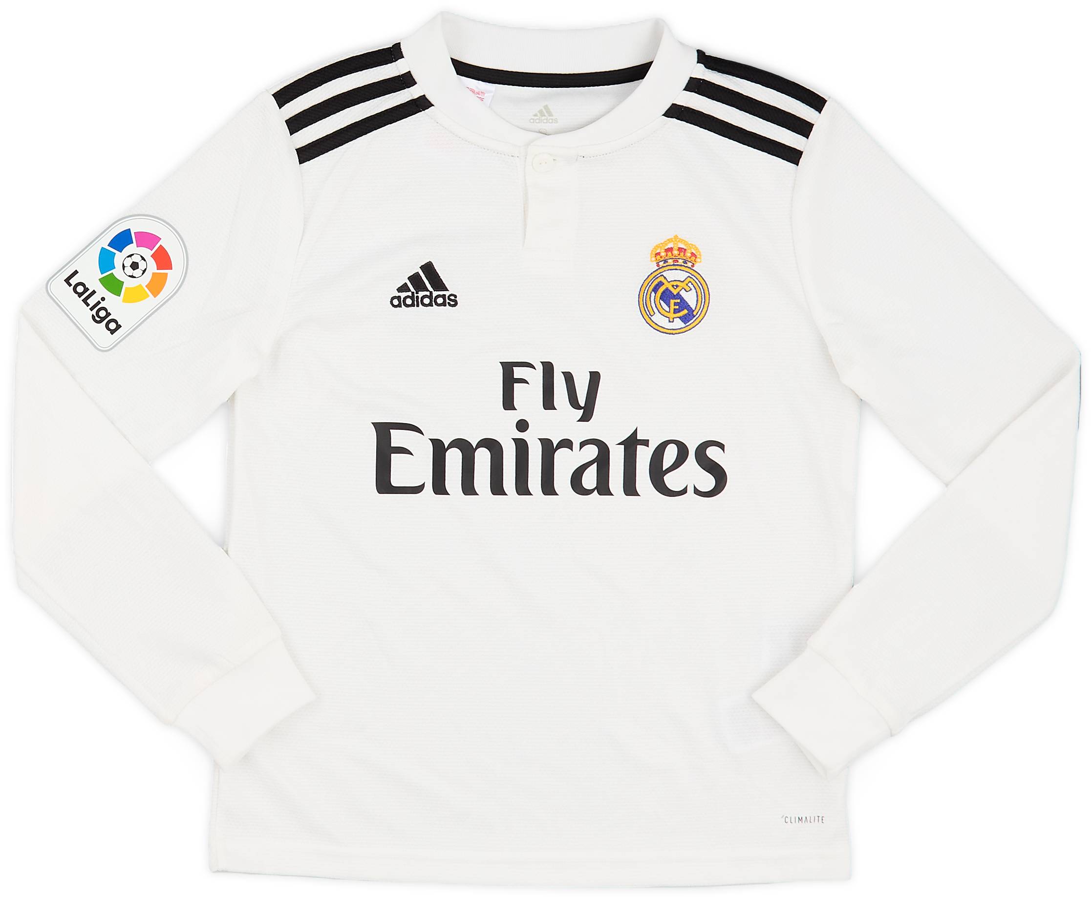 2018-19 Real Madrid Home L/S Shirt - 8/10 - (S.Boys)