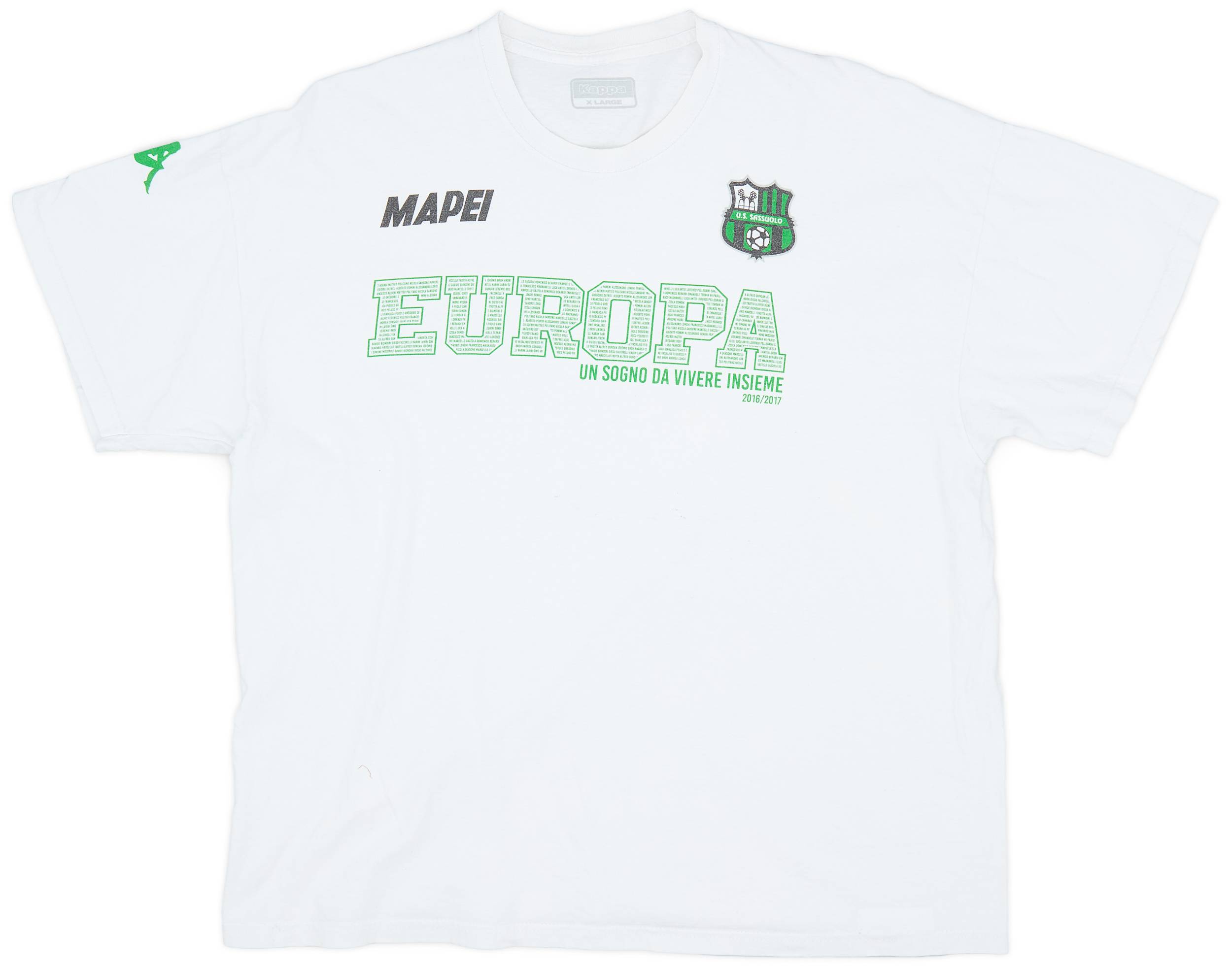 2016-17 Sassuolo Kappa Graphic T-shirt - 6/10 - (XL)