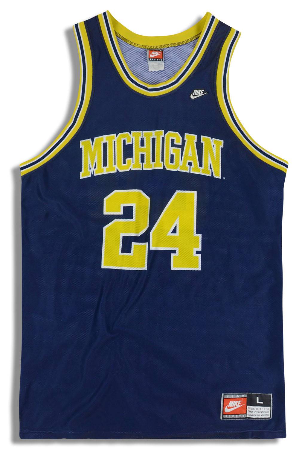 1991-95 Michigan Wolverines King #24 Nike Jersey (Away) L