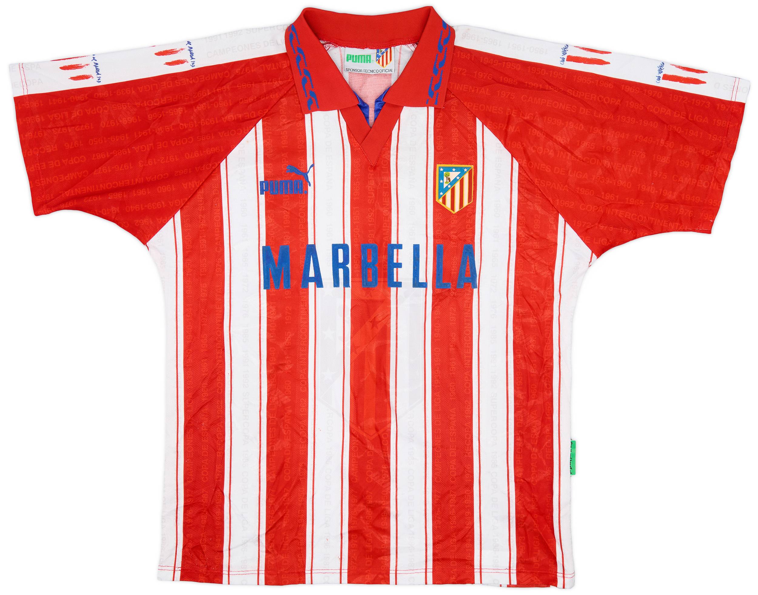 1995-96 Atletico Madrid Home Shirt - 7/10 - (L)
