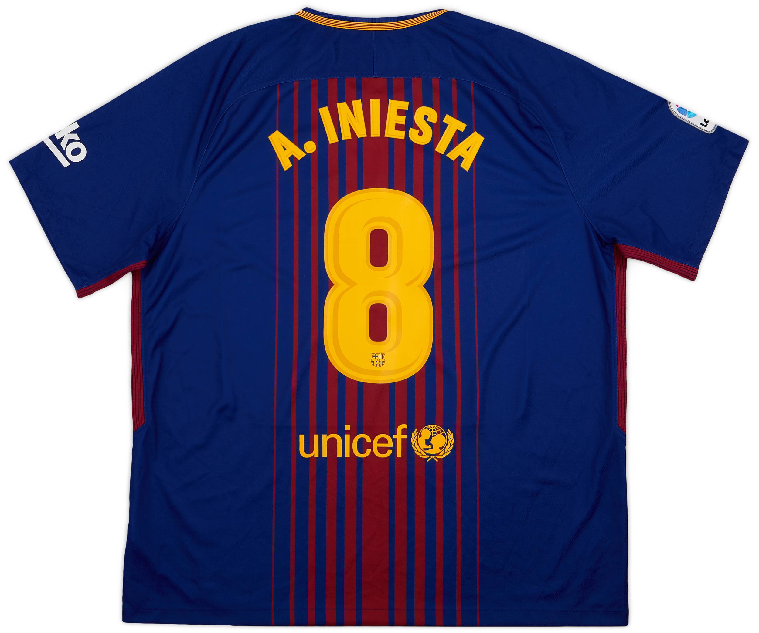 2017-18 Barcelona Home Shirt A.Iniesta #8 - 9/10 - (XXL)
