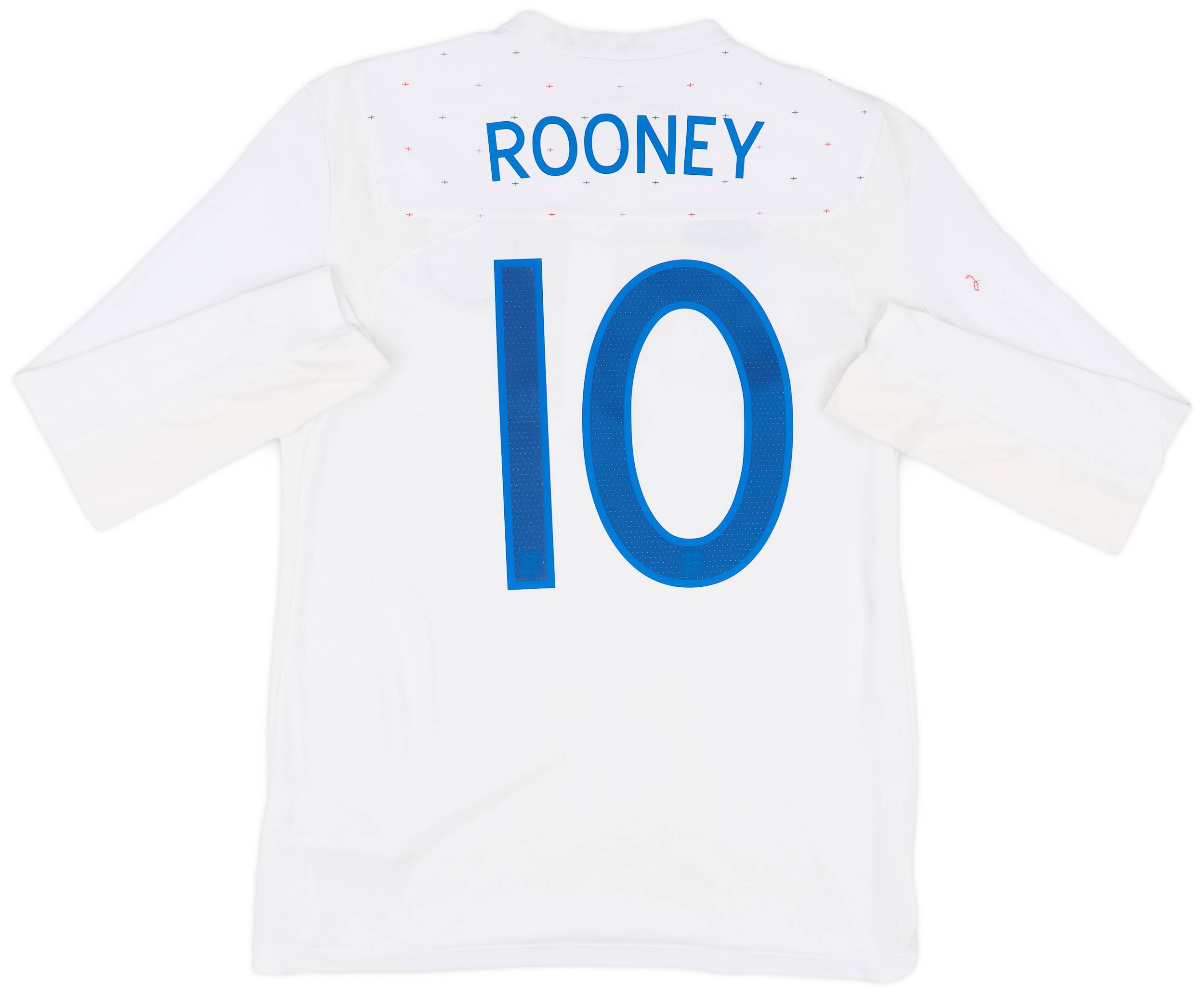 2010-11 England Home L/S Shirt Rooney #10 - 8/10 - (M)
