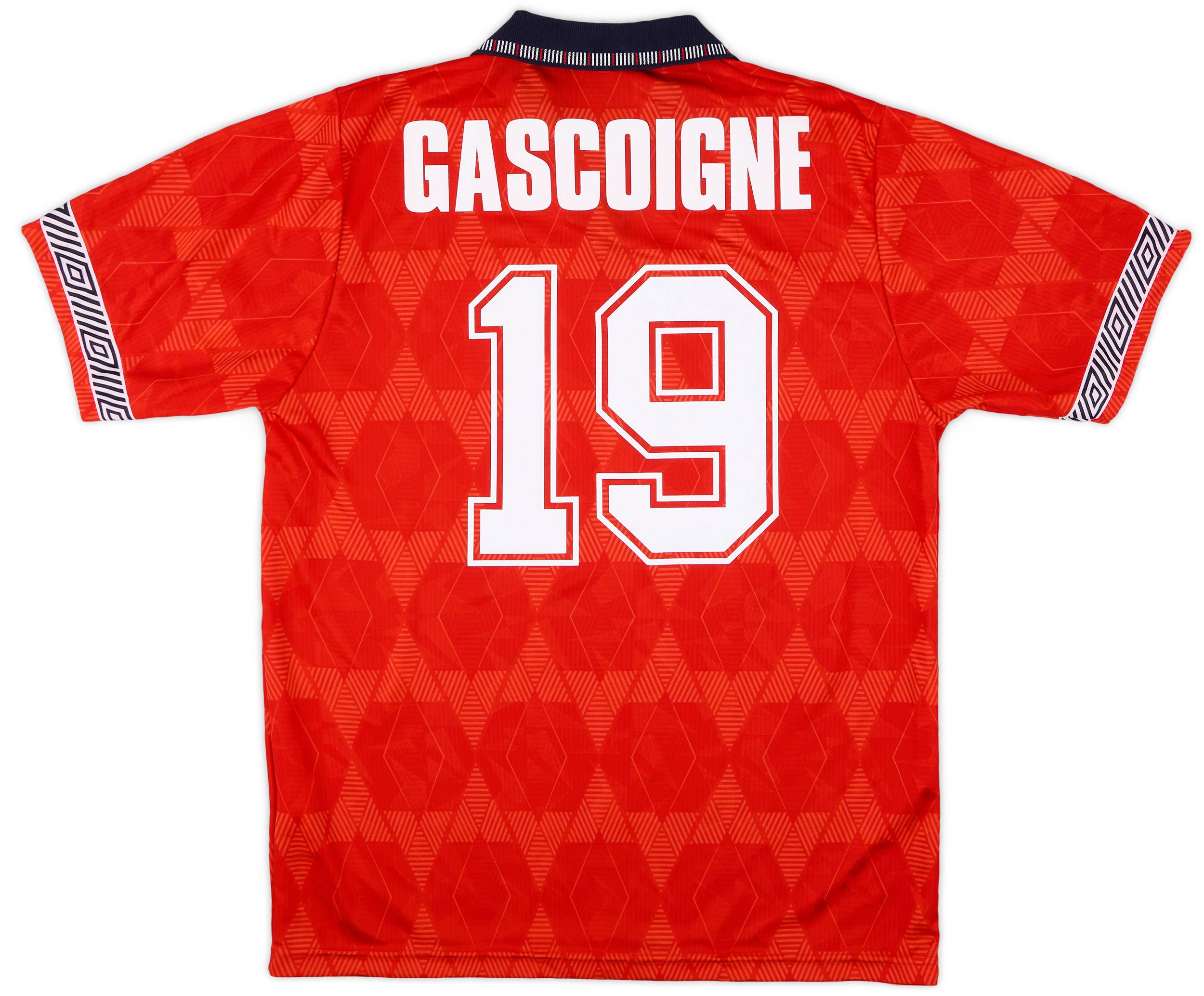1990-93 England Away Shirt Gascoigne #19 - 8/10 - (L)