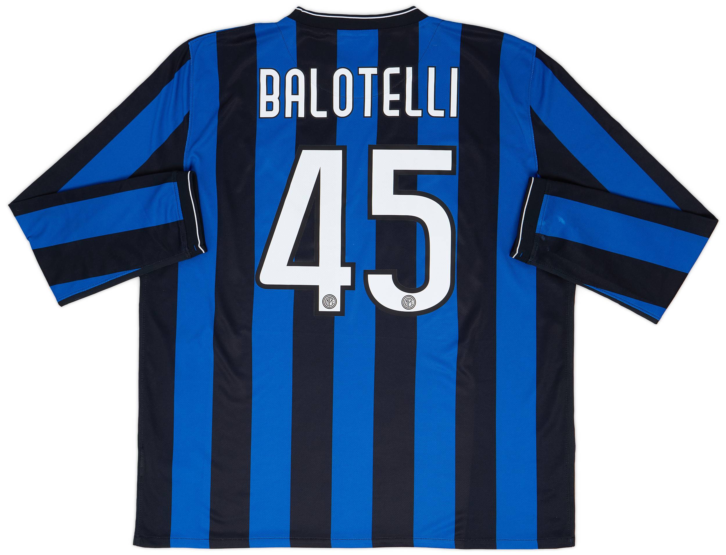 2009-10 Inter Milan Home L/S Shirt Balotelli #45 - 9/10 - (XXL)