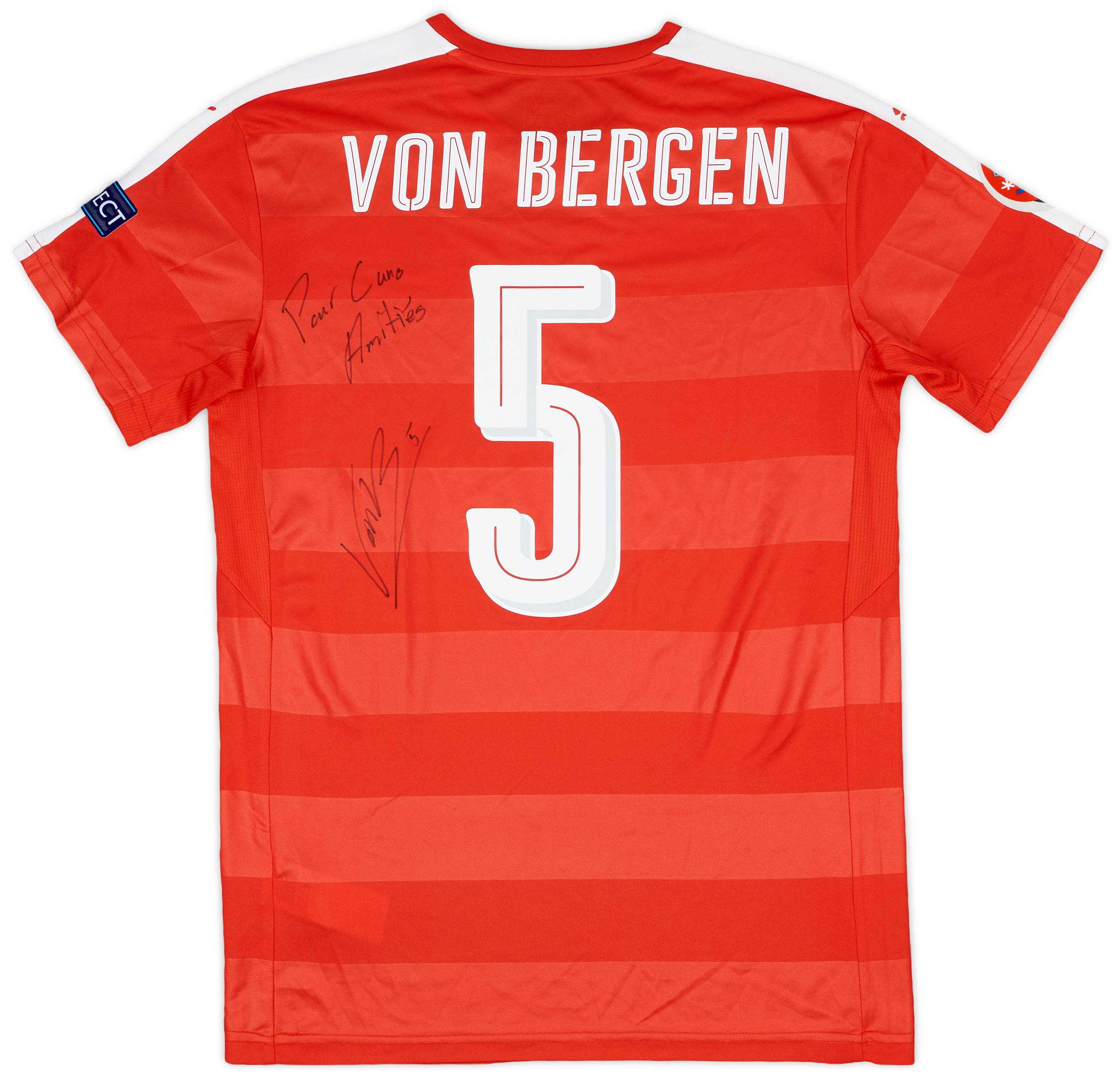 2016-17 Switzerland Match Issue Signed European Championship Home Shirt von Bergen #5