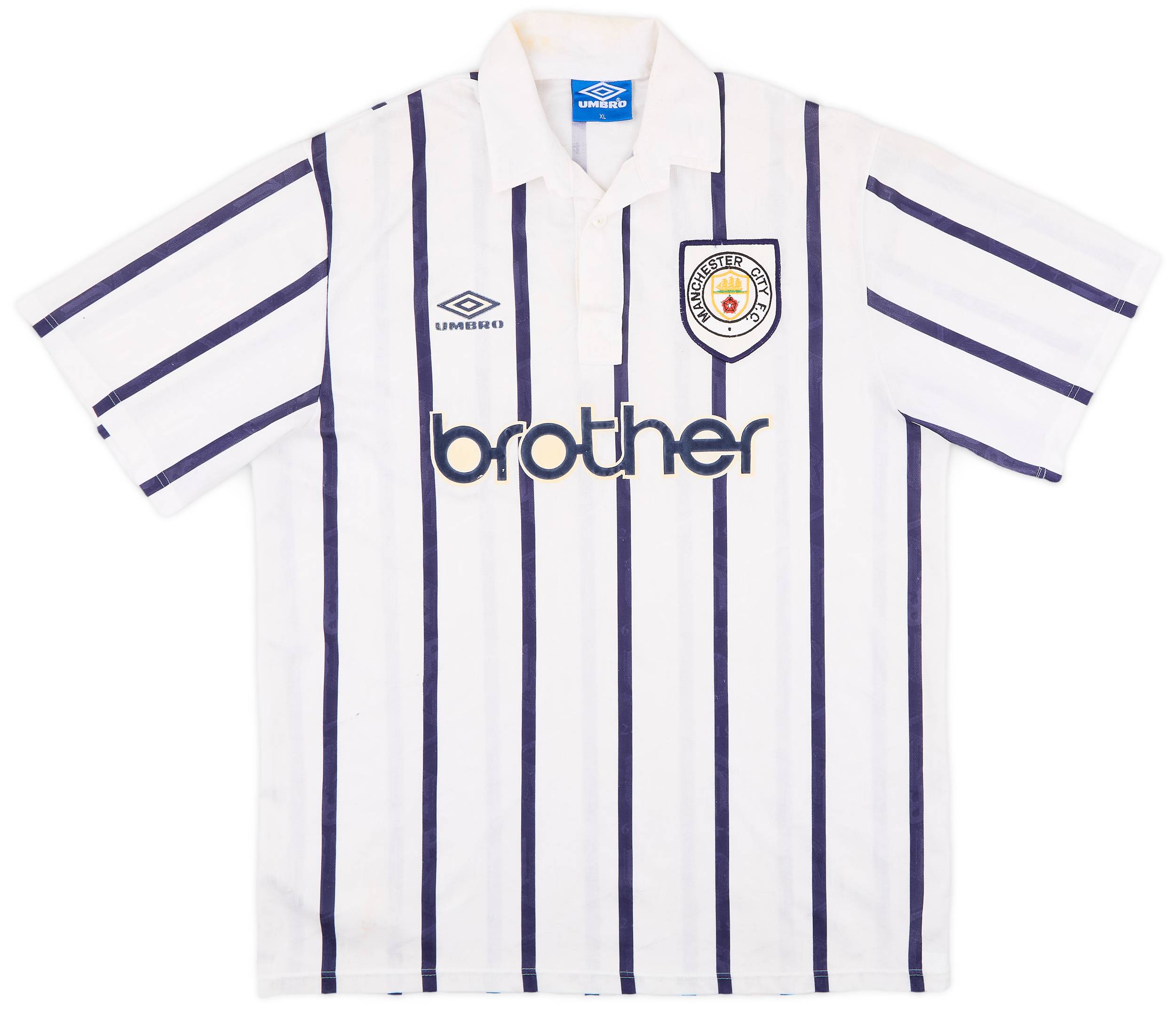 【大学生の特権】学生証で送料無料になる Manchester 1993-95 City (XL) - 8/10 - Shirt Third トップス