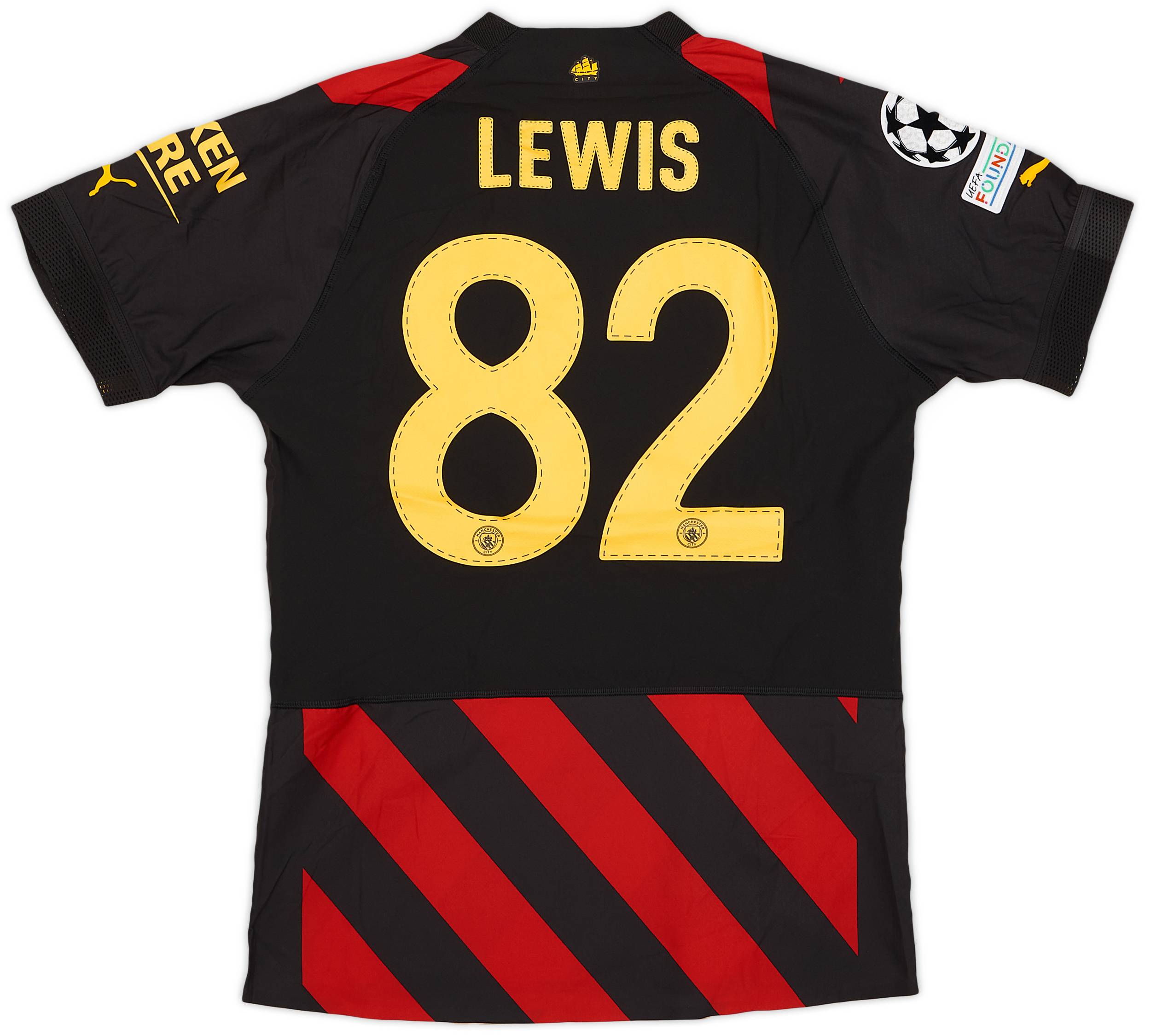 2022 23 Manchester City Match Issue Champions League Away Shirt Lewis 82