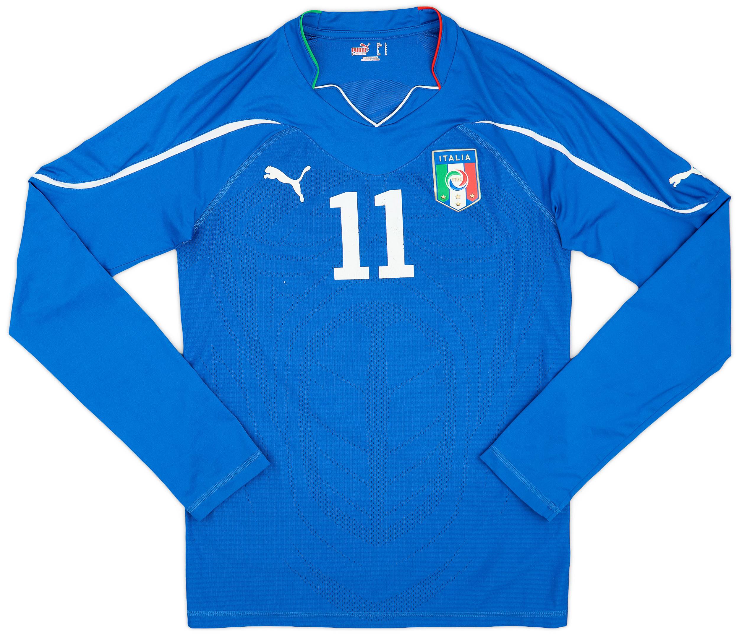 2010-12 Italy Home L/S Shirt #11 - 7/10 - (L)