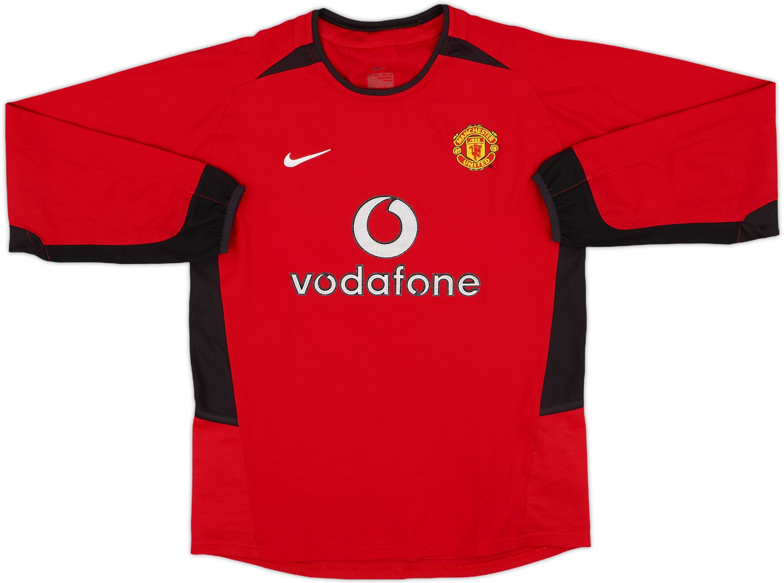 2002-04 Manchester United Home L/S Shirt - 8/10 - (M.Boys)