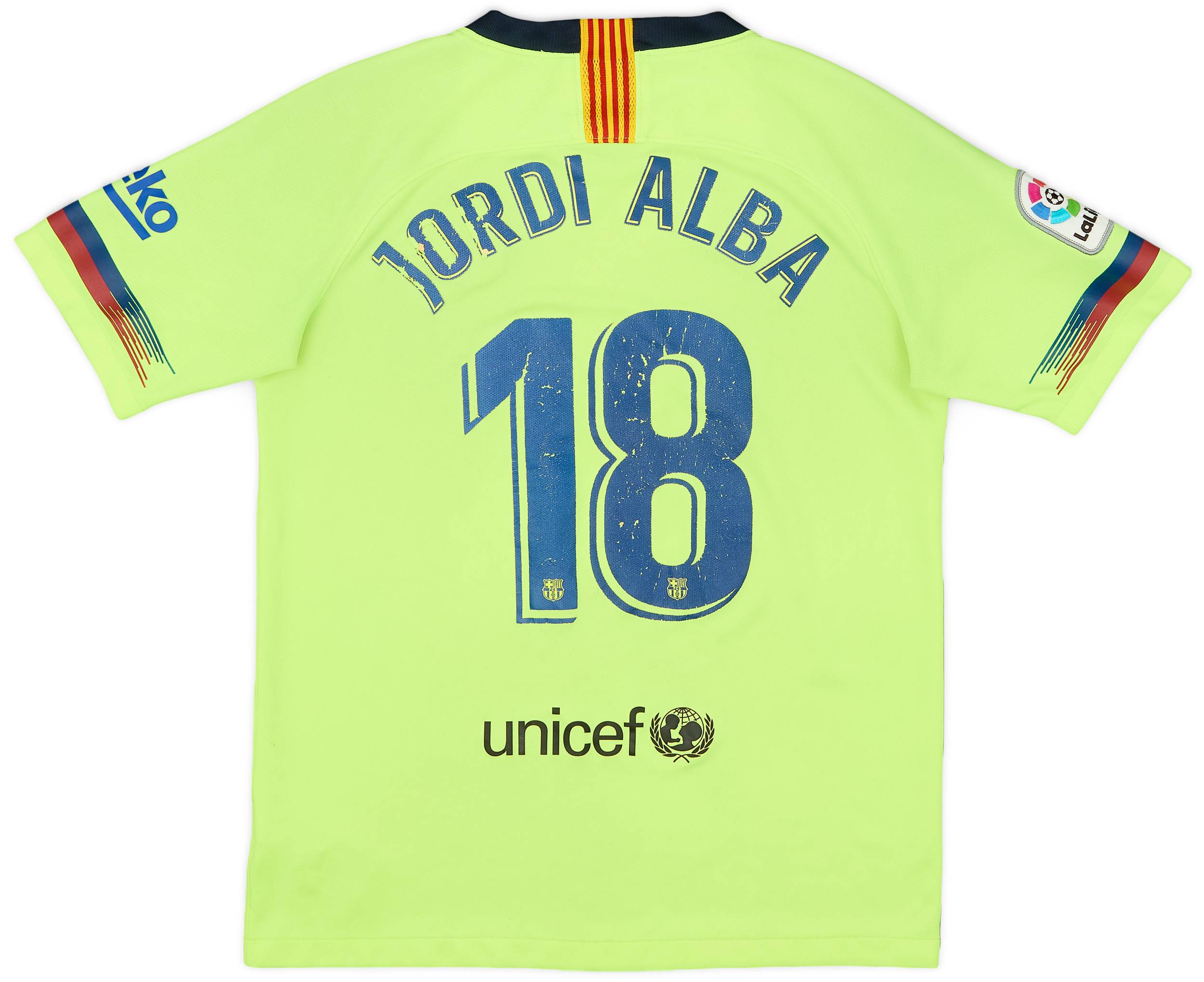 2018-19 Barcelona Away Shirt Jordi Alba #18 - 5/10 - (XL.Boys)
