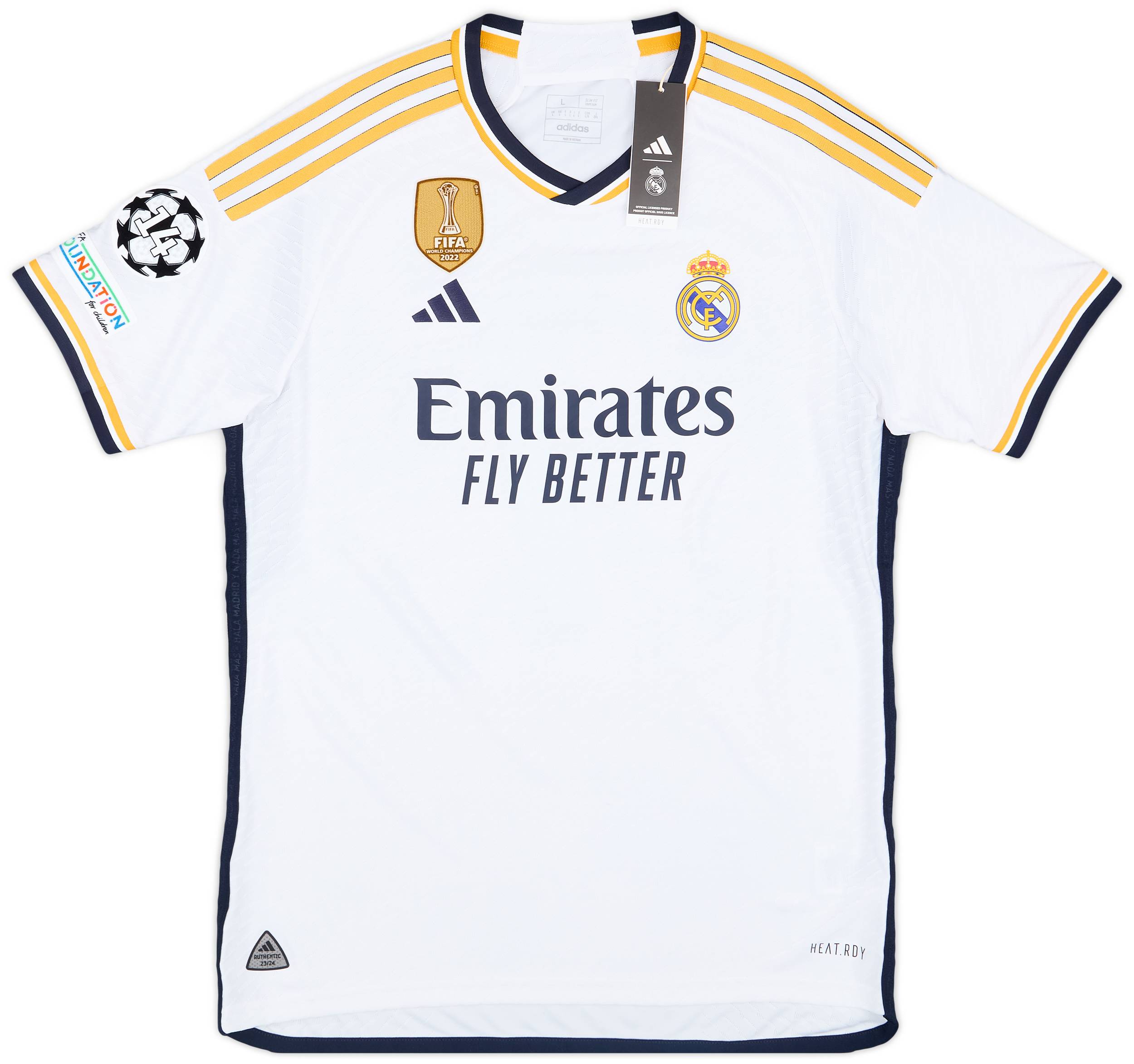 2023-24 Real Madrid Authentic Home CL Shirt Vini Jr. #7
