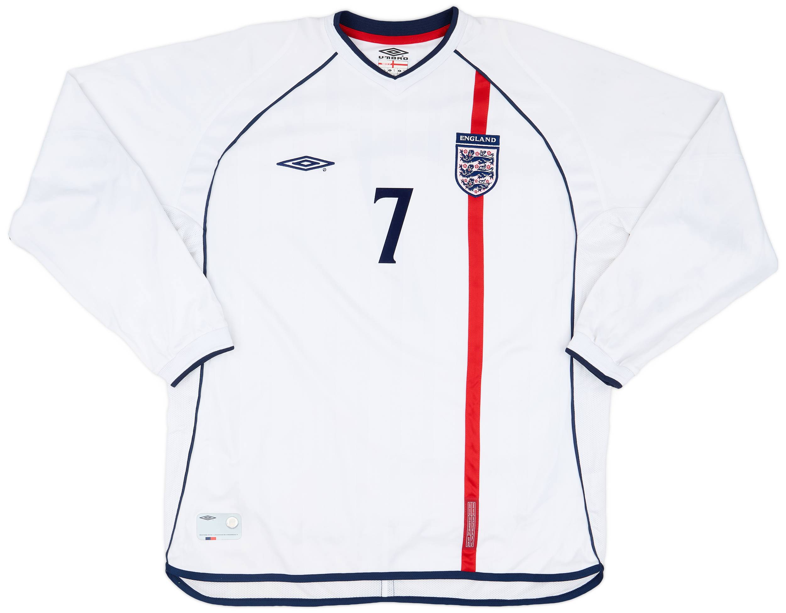 新しい到着 Home England 2001-03 L/S (XL) - 6/10 - #7 Beckham Shirt トップス