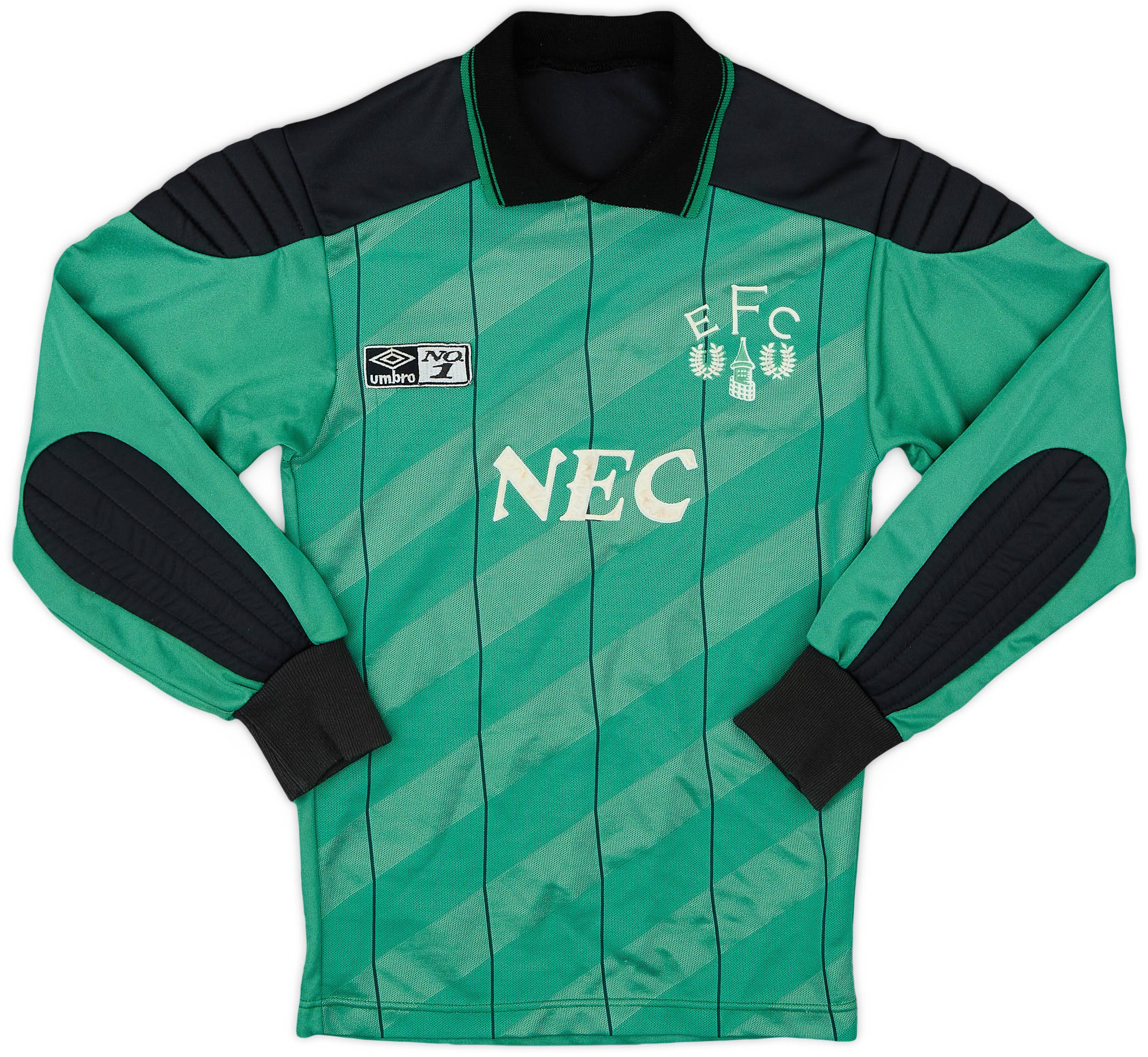【UMBRO】 HBL British Casual Game Shirt GREEN1 1990-91 Umbro Template GK Shirt (Everton) #1 - 8/10 - (S.Boys)