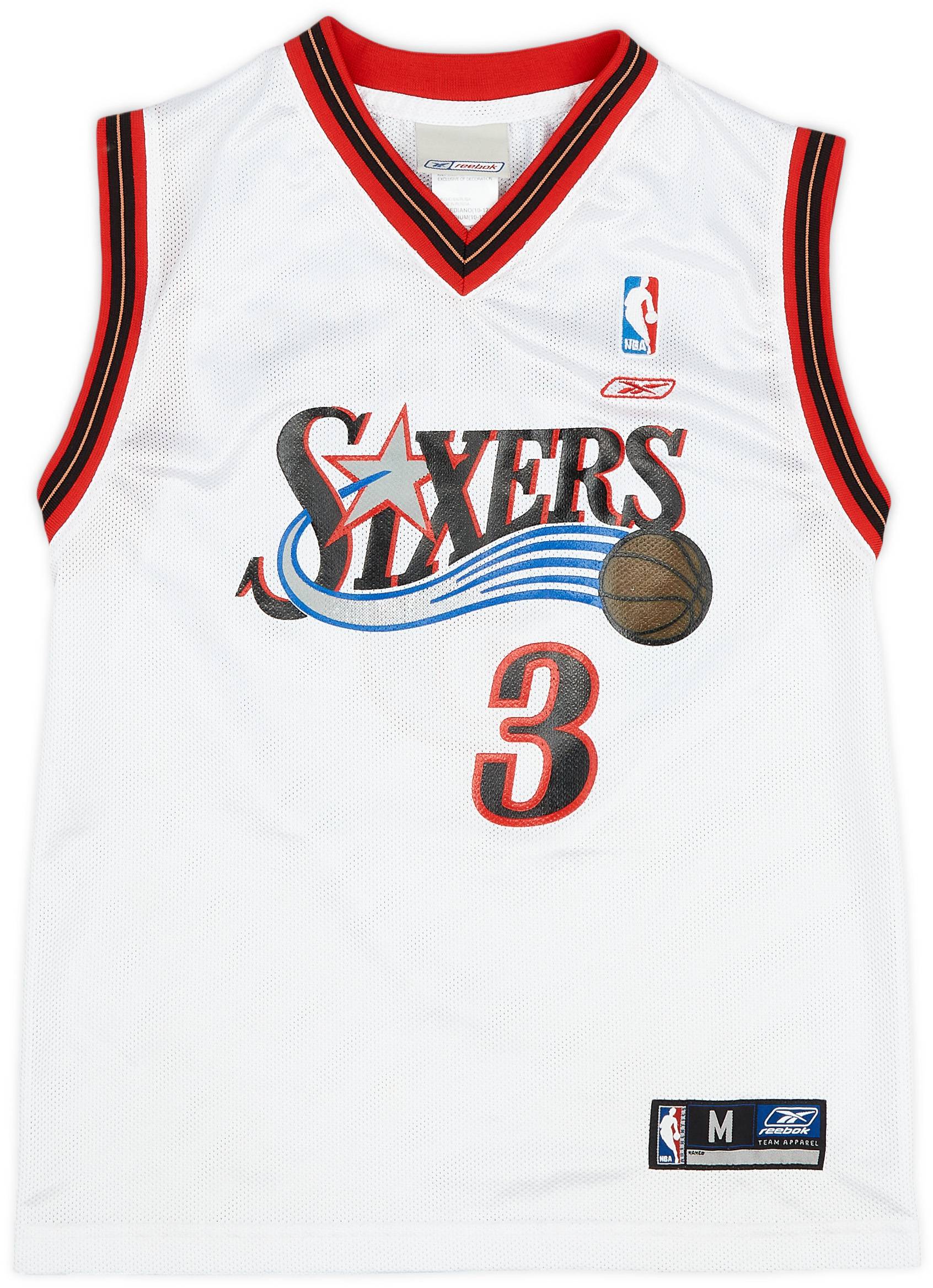 2002 06 Philadelphia 76ers Iverson 3 Reebok Home Jersey Excellent M.Kids