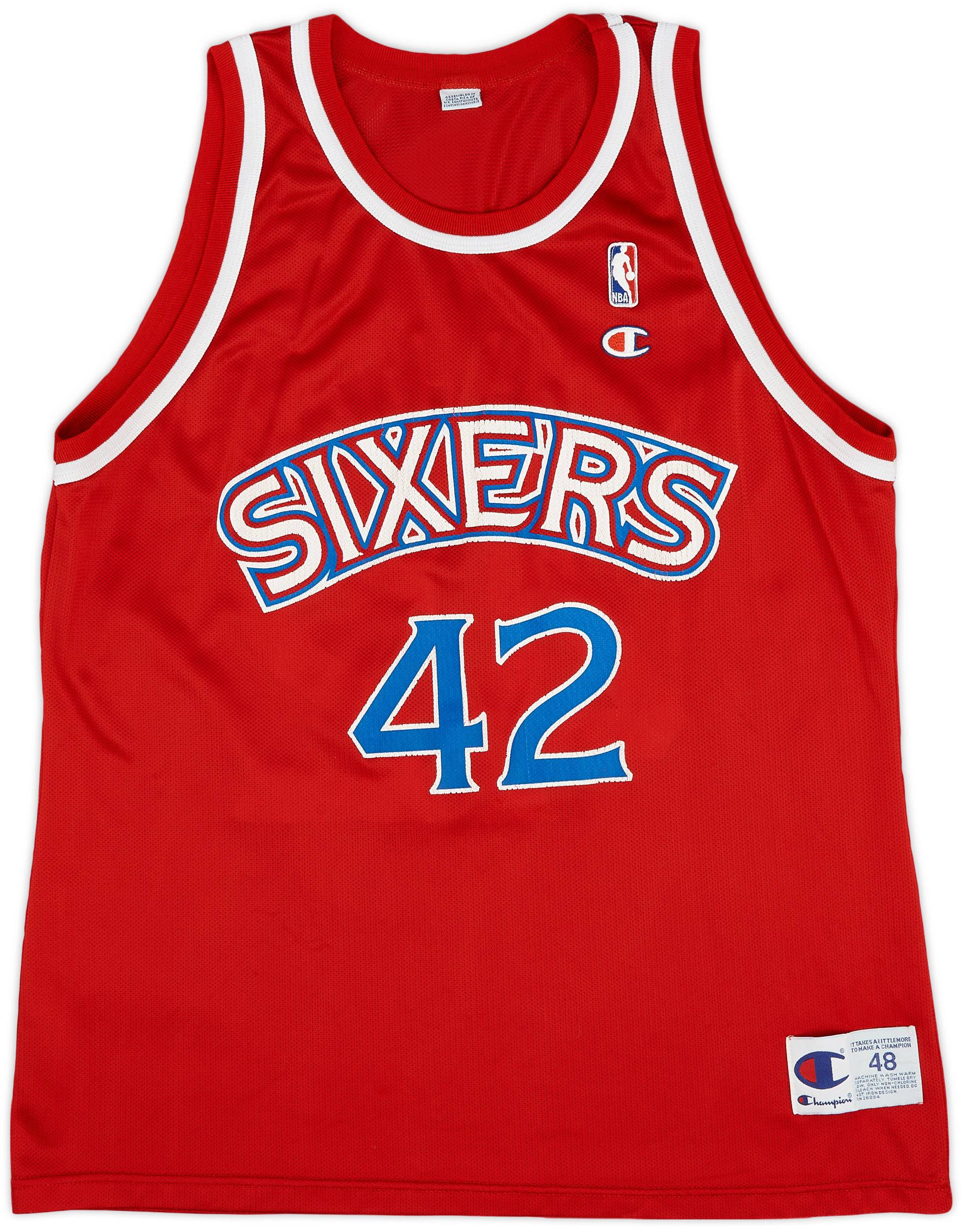 1995-97 Philadelphia 76ers Stackhouse #42 Champion Away Jersey (Very Good) XL