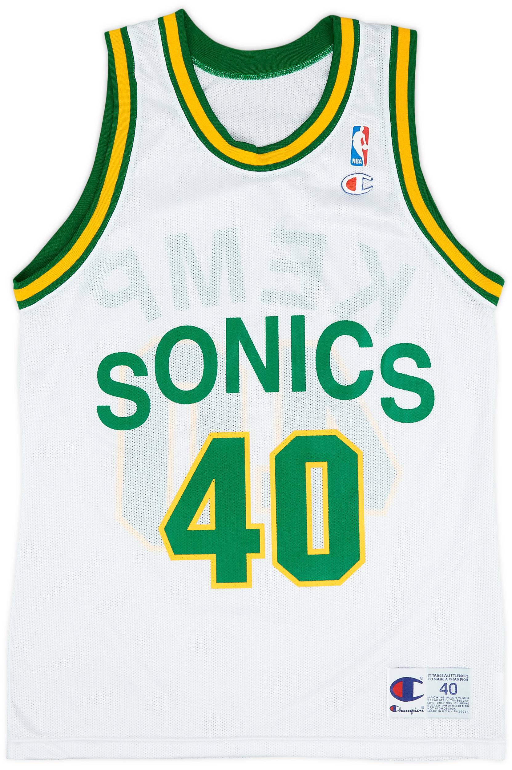 1991 95 Seattle SuperSonics Kemp 40 Champion Home Jersey Mint M