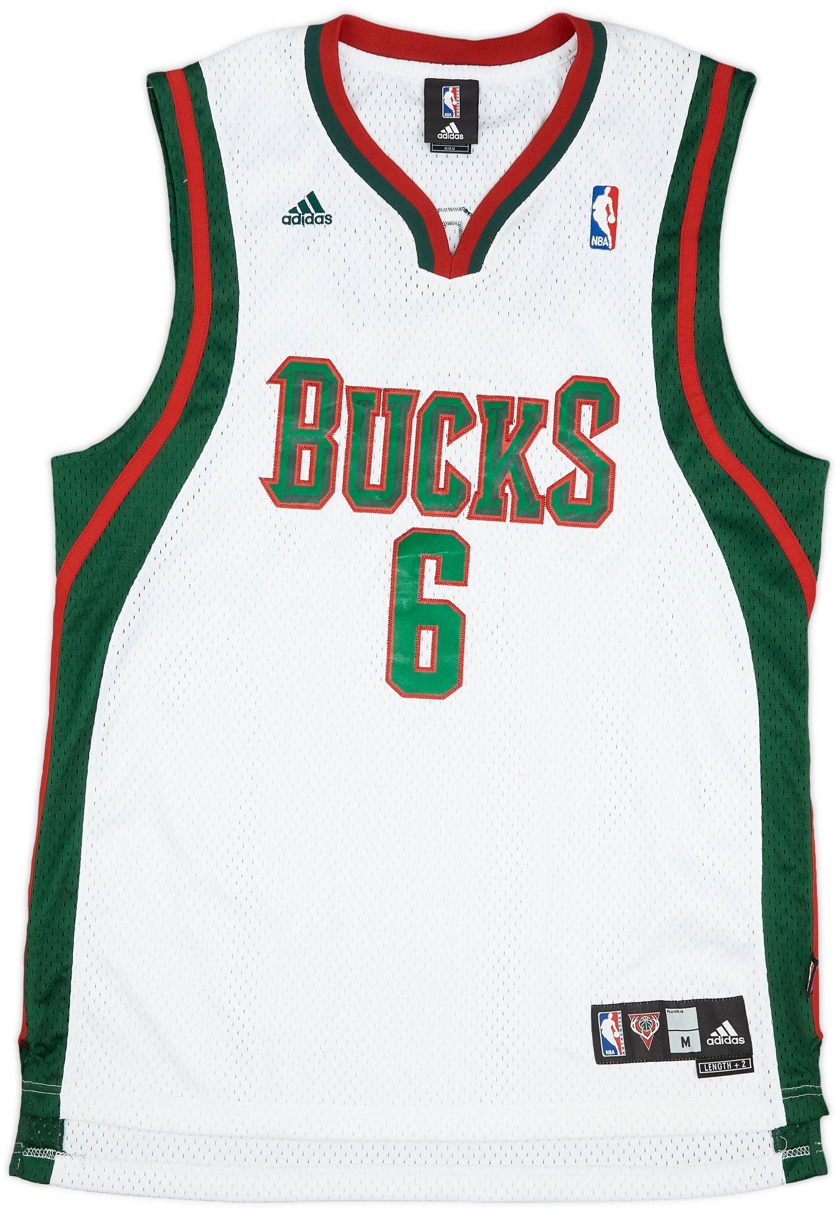 2006-10 Milwaukee Bucks Bogut #6 adidas Swingman Home Jersey (Very Good) M