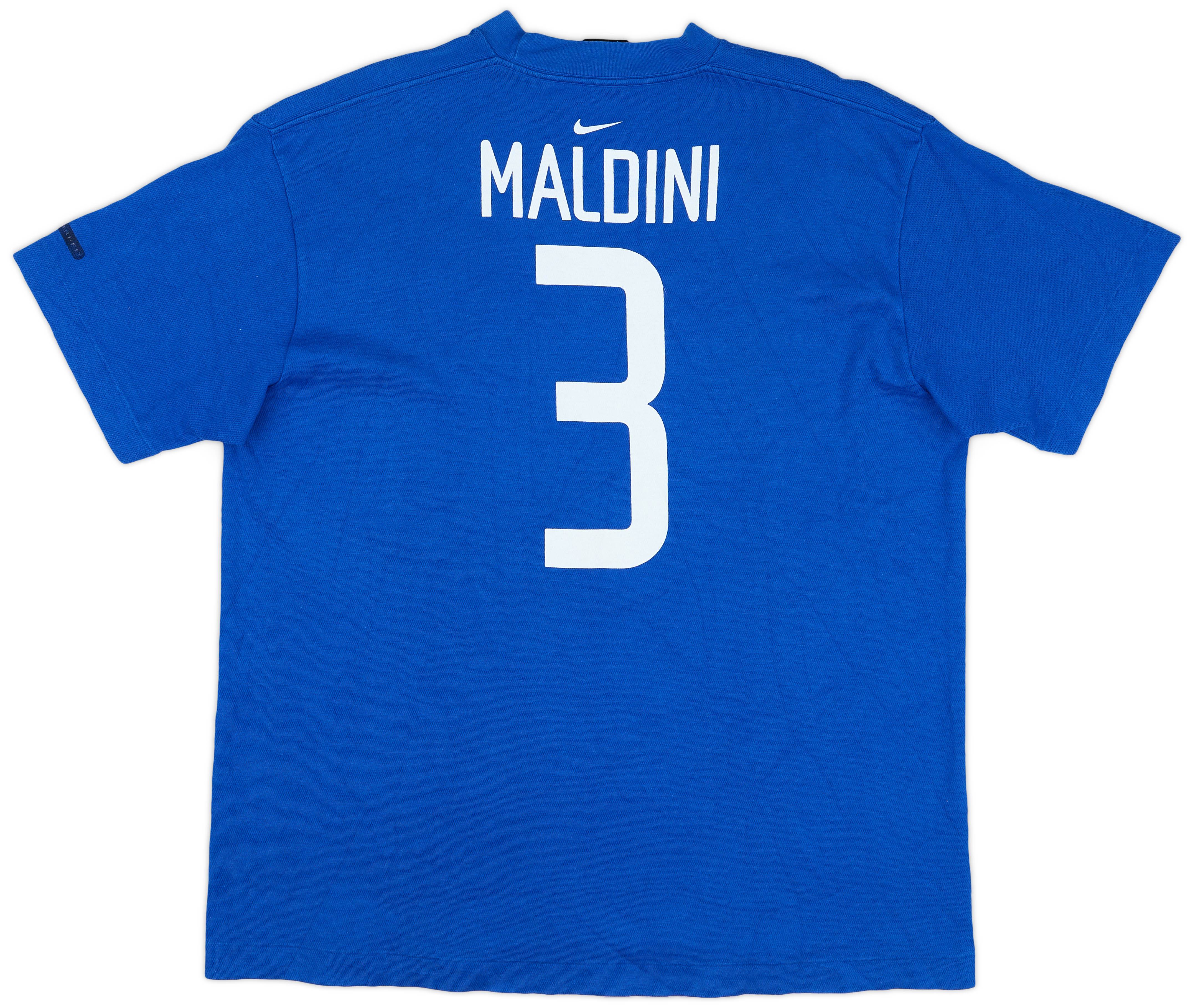 1995-96 Italy Nike Cotton Tee Maldini #3 - 9/10 - (XL)