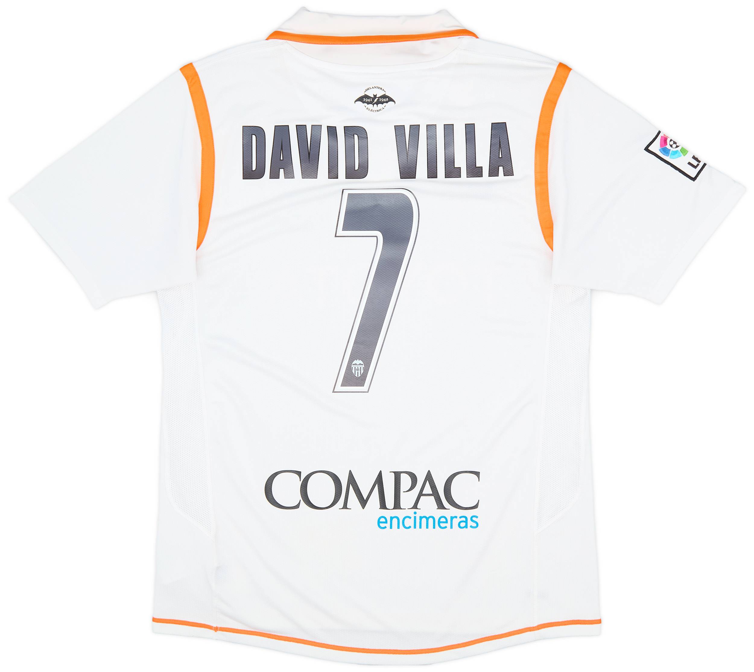2007-08 Valencia Home Shirt David Villa #7 - 8/10 - (M)
