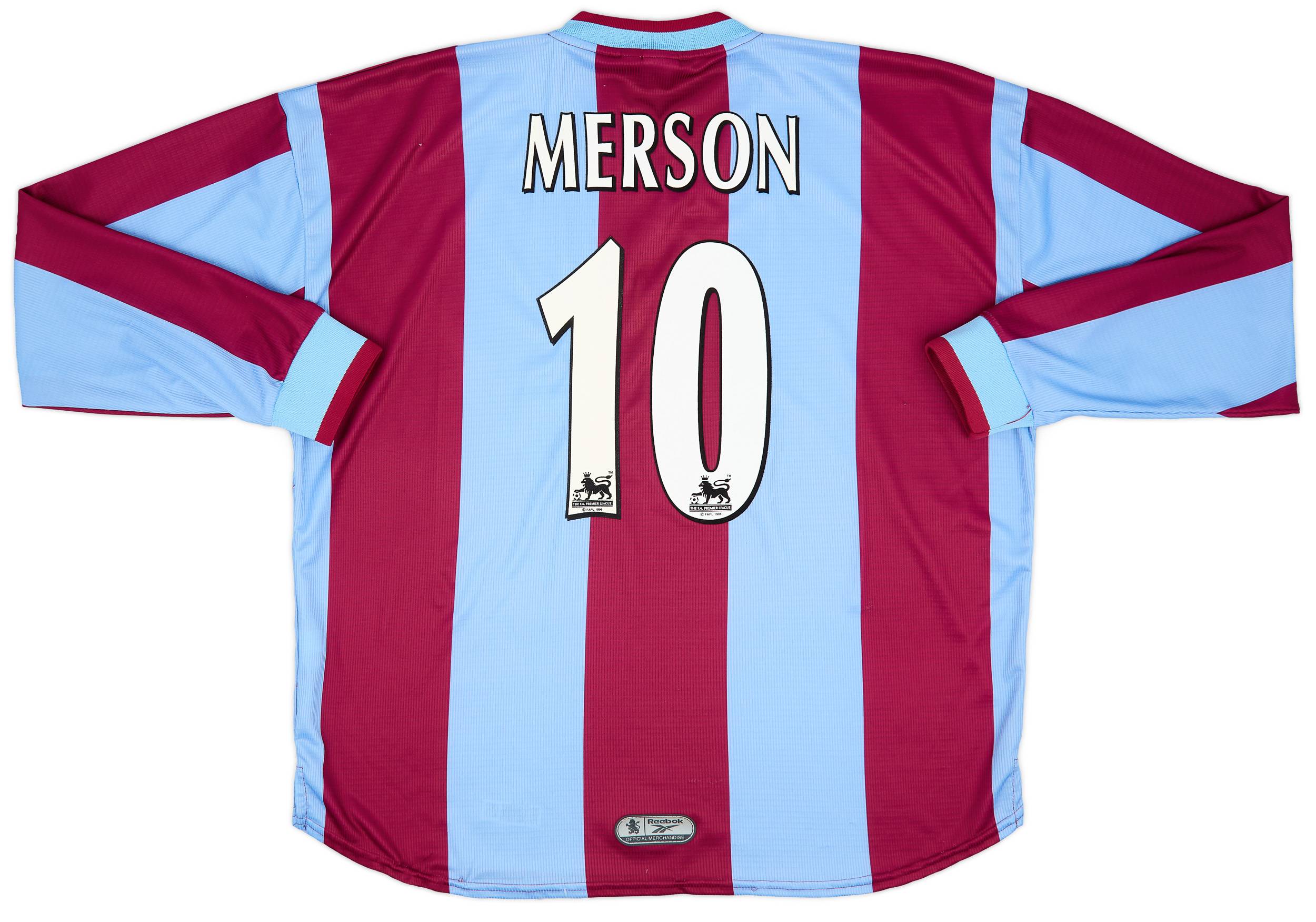 1999-00 Aston Villa Home L/S Shirt Merson #10 - 9/10 - (XXL)