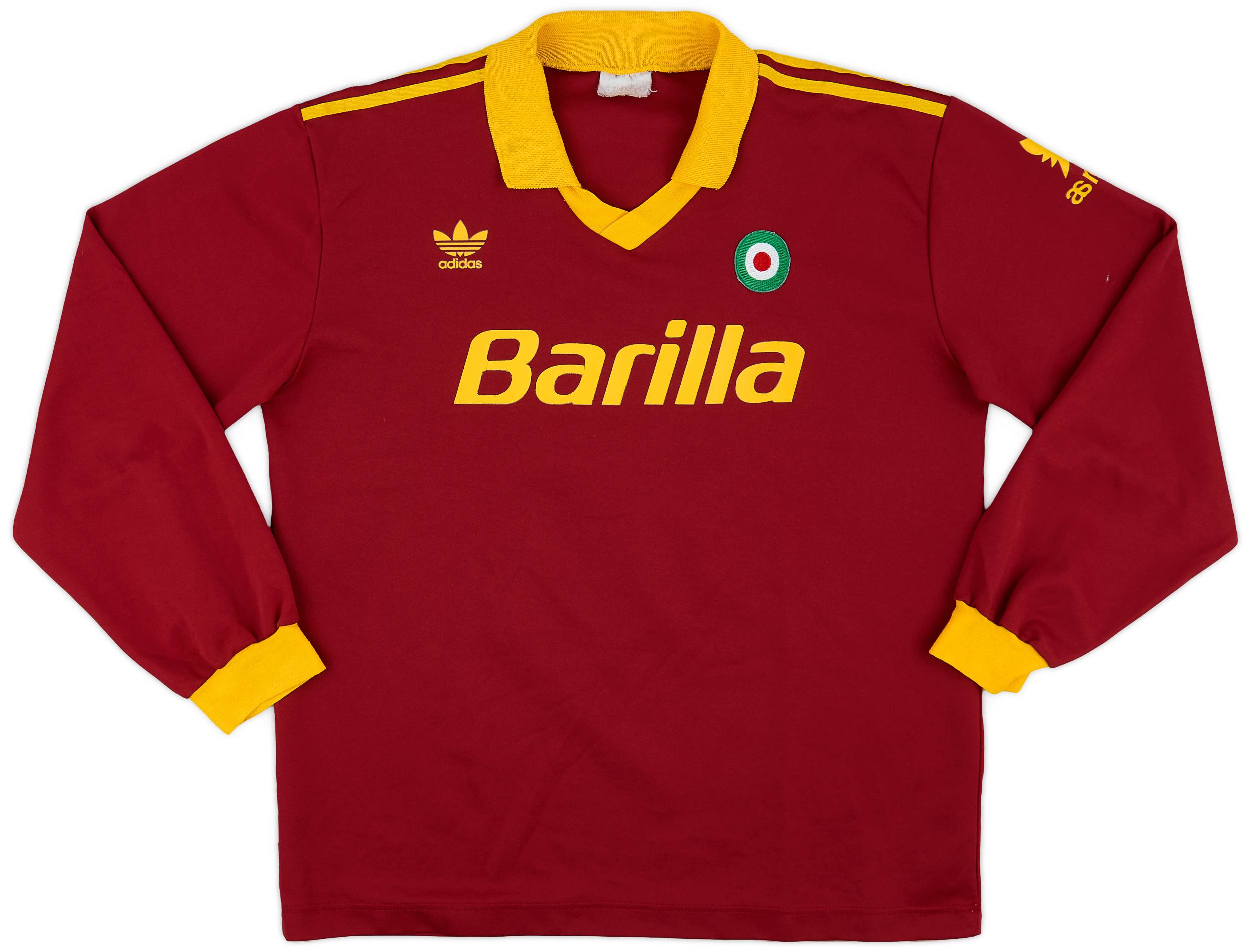 イタリア製 アディダス ASローマ1991/92 ホーム長袖シャツ 欧州Sサイズ 1991-92 Roma Home L/S Shirt #9 - 7/10 - (L)