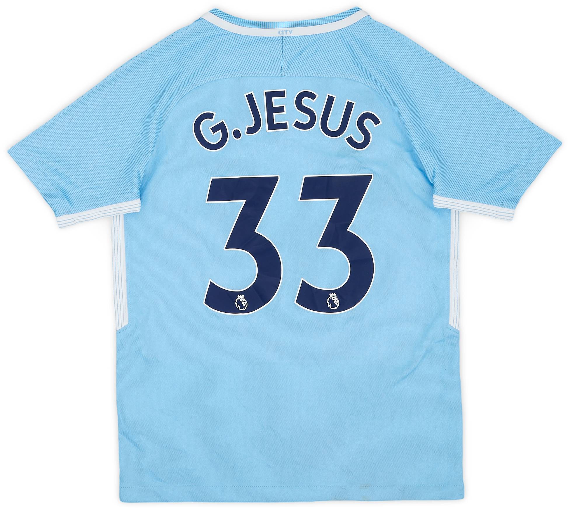 2017-18 Manchester City Home Shirt G. Jesus #33 - 5/10 - (M.Boys)