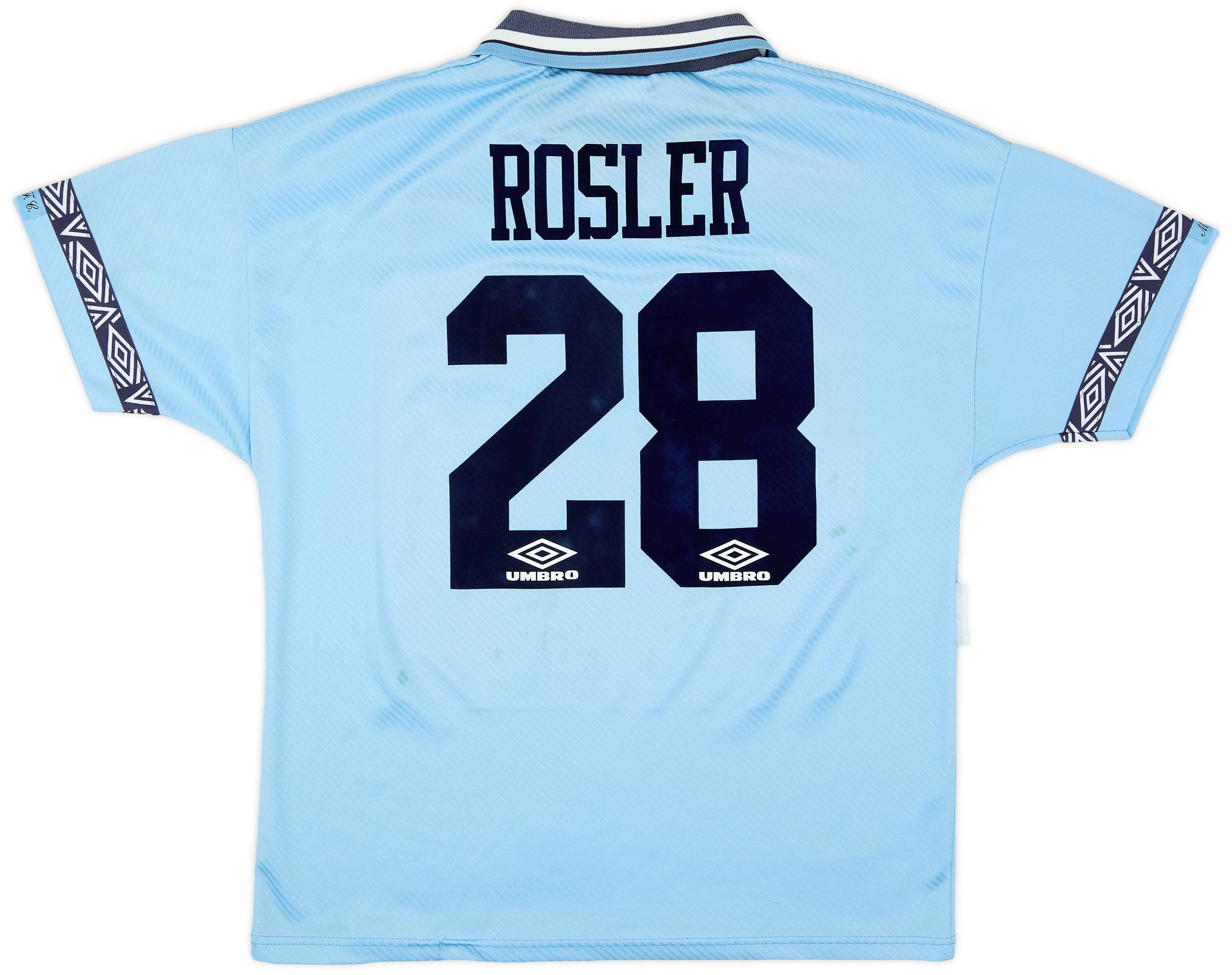 1993-95 Manchester City Home Shirt Rosler #28 - 8/10 - (L)