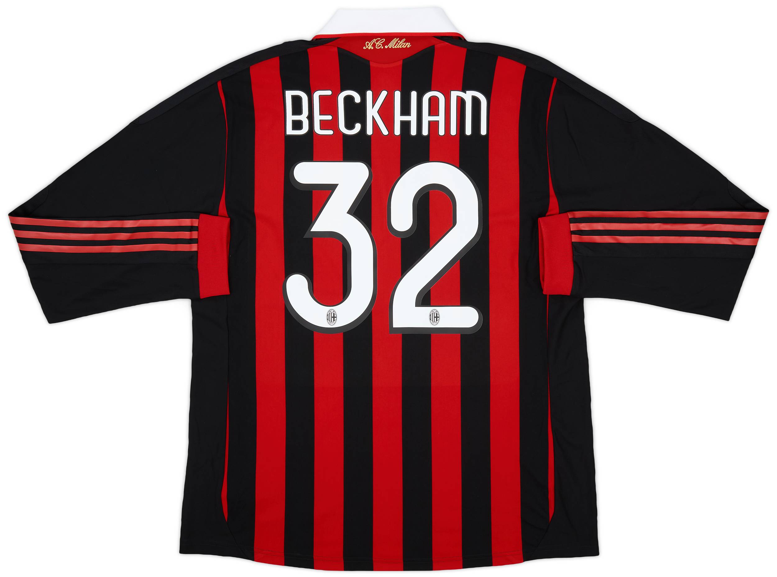 2009-10 AC Milan Player Issue Home L/S Shirt Beckham #32 (XL)