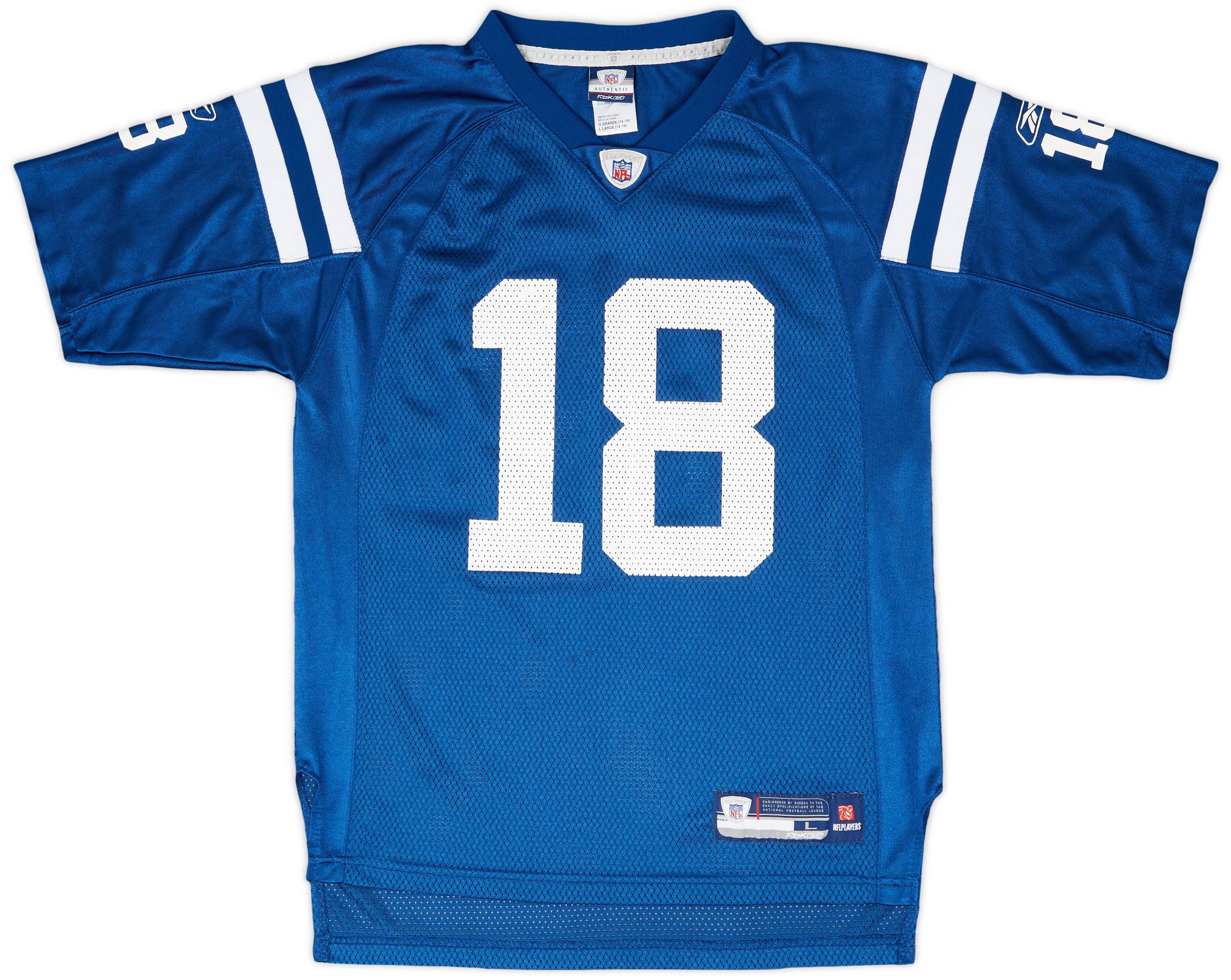 2007 Indianapolis Colts Manning #18 Reebok On Field Home Jersey - 9/10 - (L.Boys)