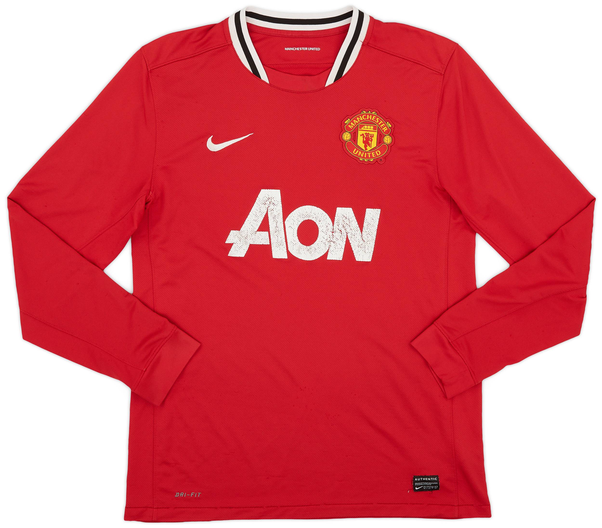 2011-12 Manchester United Home L/S Shirt - 4/10 - (L)