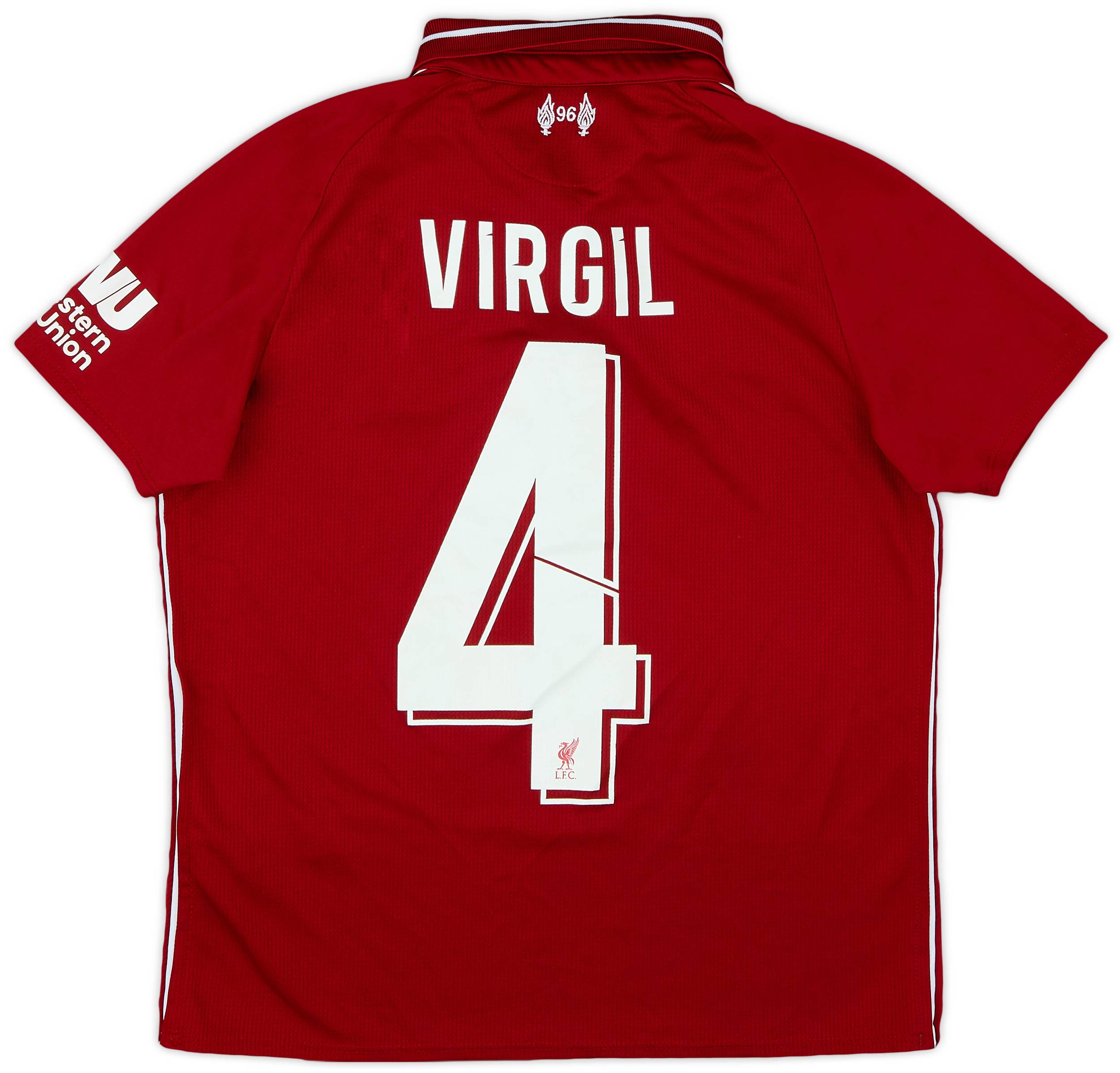 2018-19 Liverpool Home Shirt Virgil #4 - 9/10 - (M.Boys)