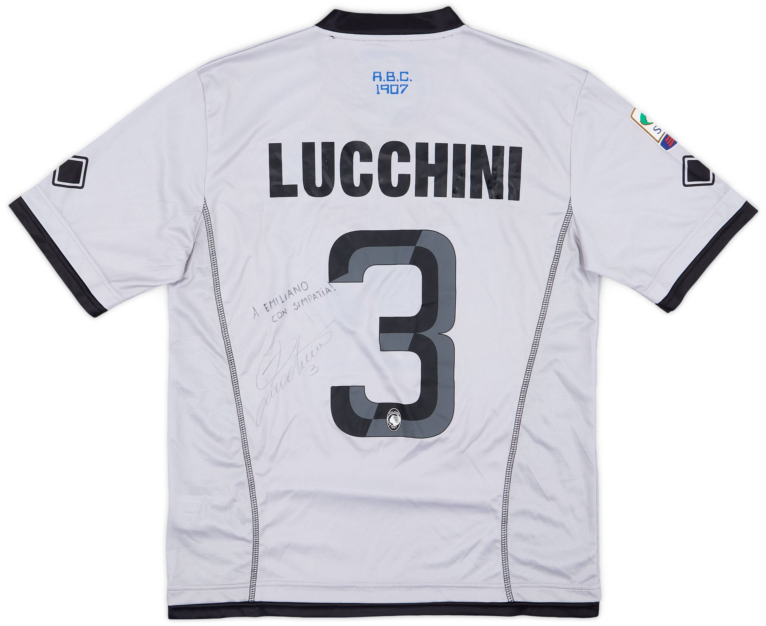 2013-14 Atalanta Match Issue Signed Third Shirt Lucchini #3