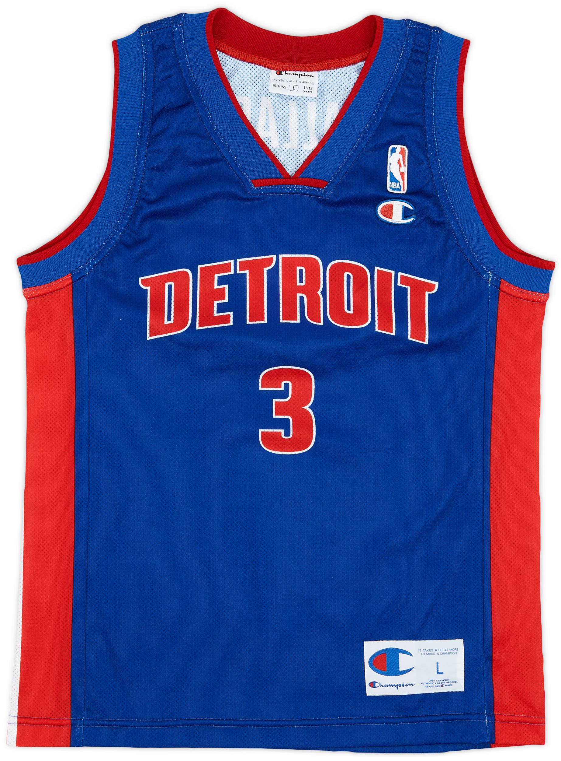 2001-06 Detroit Pistons Wallace #3 Champion Away Jersey - 9/10 - (L.Boys)