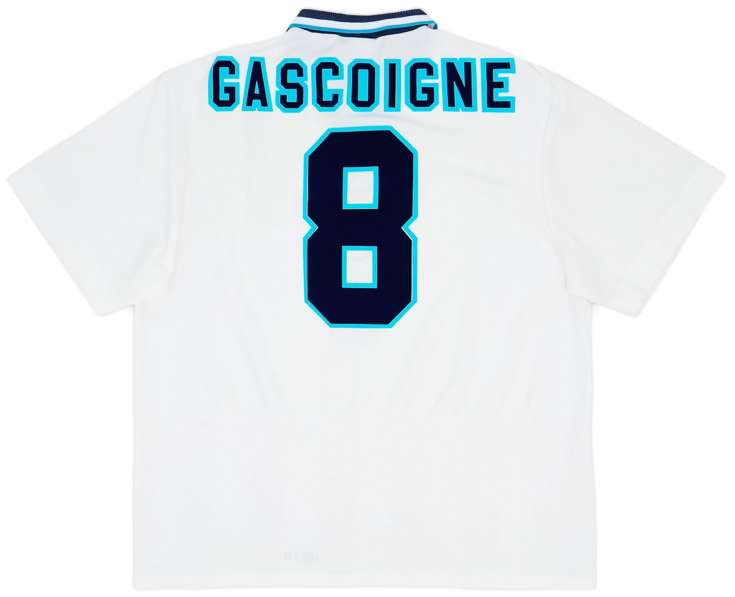 1995-97 England Home Shirt Gascoigne #8 - 8/10 - (XXL)