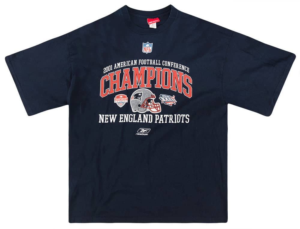 2001 New England Patriots AFC Champions Reebok Tee XXL