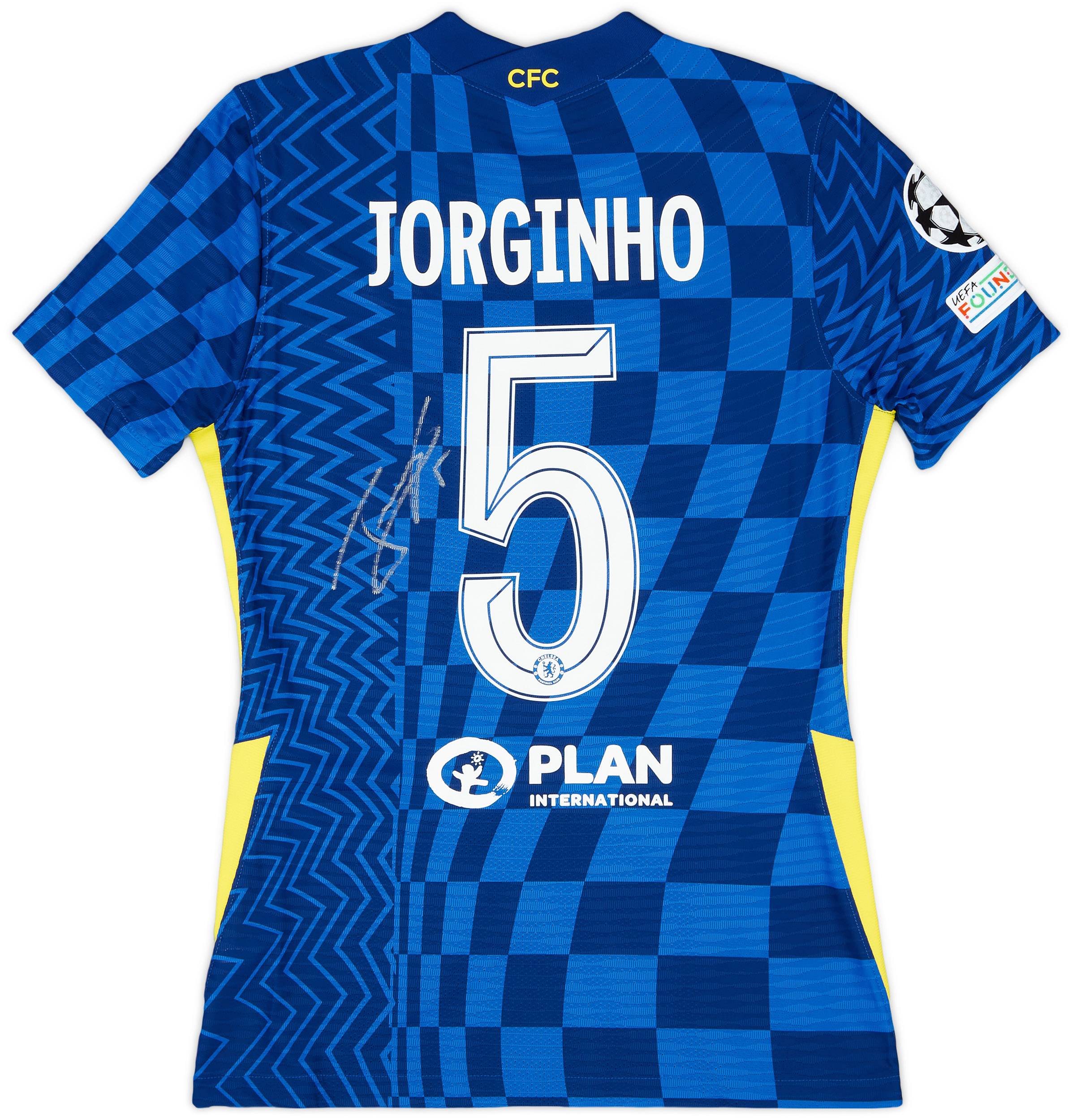 2021-22 Chelsea Player Issue Signed Home Shirt Jorginho #5 - As New - (M)