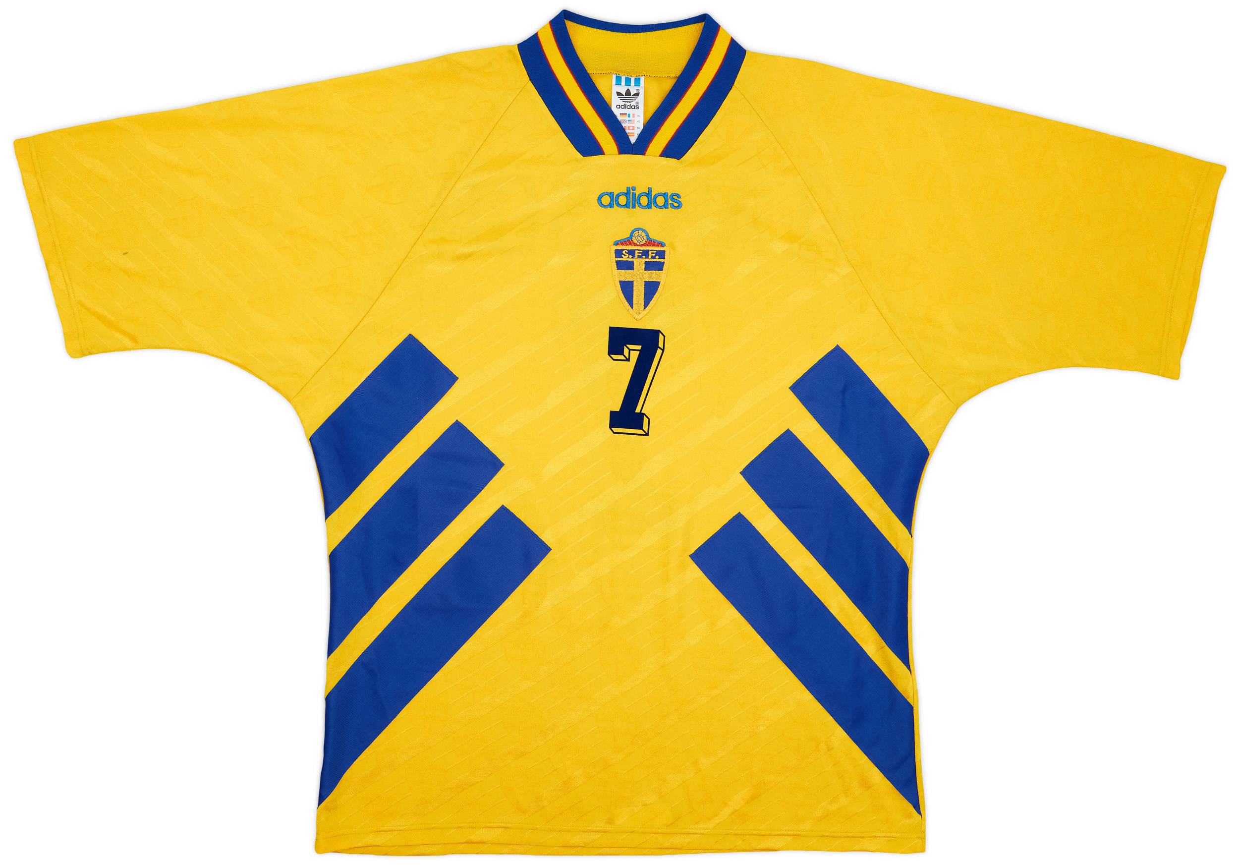 【正規 96-98 adidas Sweden L/S Larsson #7】 Sweden 1996 1998 Home Jersey L/S Henrik Larsson 7 Adidas