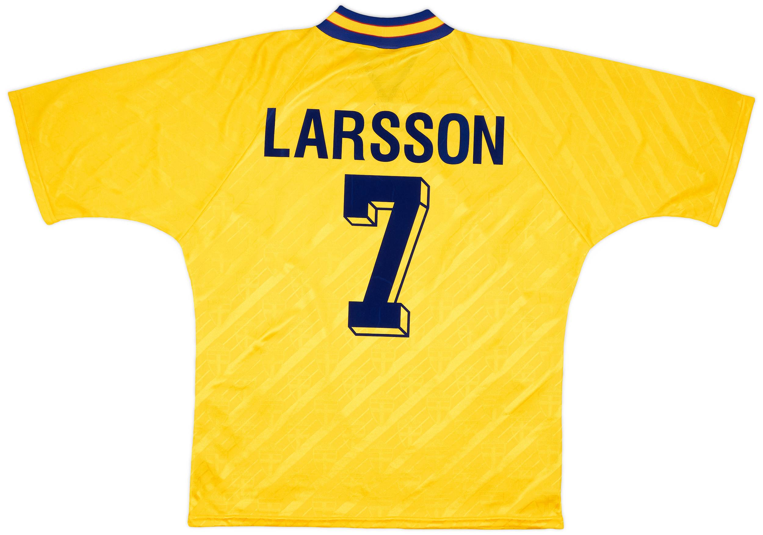 1994-96 Sweden Signed Home Shirt Larsson #7 - 8/10 - (XL)