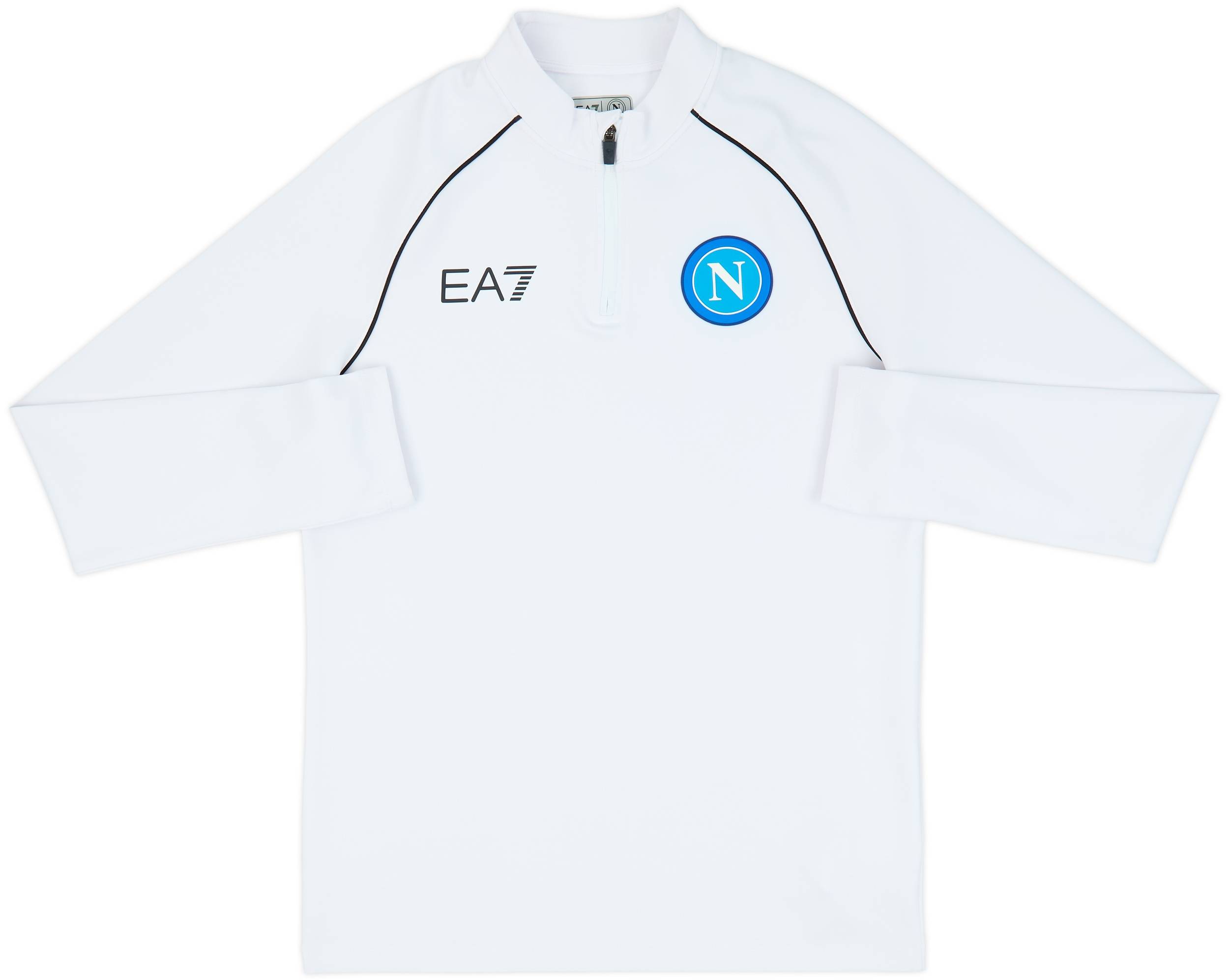 ナポリ EA7 シャツ ホワイト ブルー 2023-24 Napoli EA7 1/4 Zip Training Top