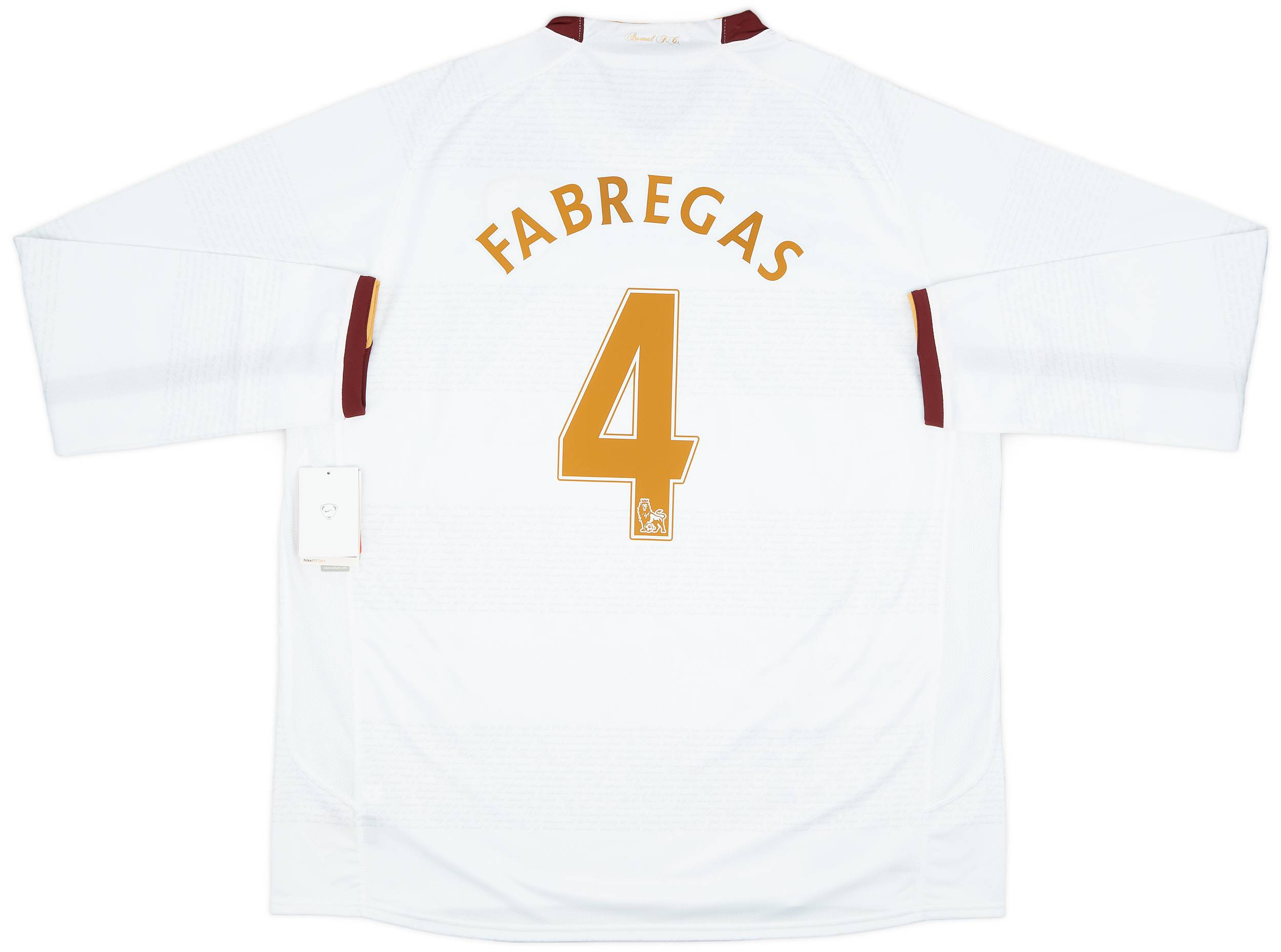 2007-08 Arsenal Away L/S Shirt Fabregas #4 (XXL)