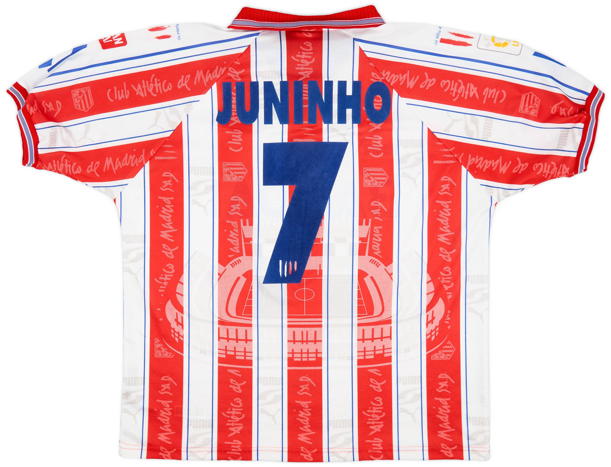 1996-97 Atletico Madrid Home Shirt Juninho #7 - 9/10 - (XL)