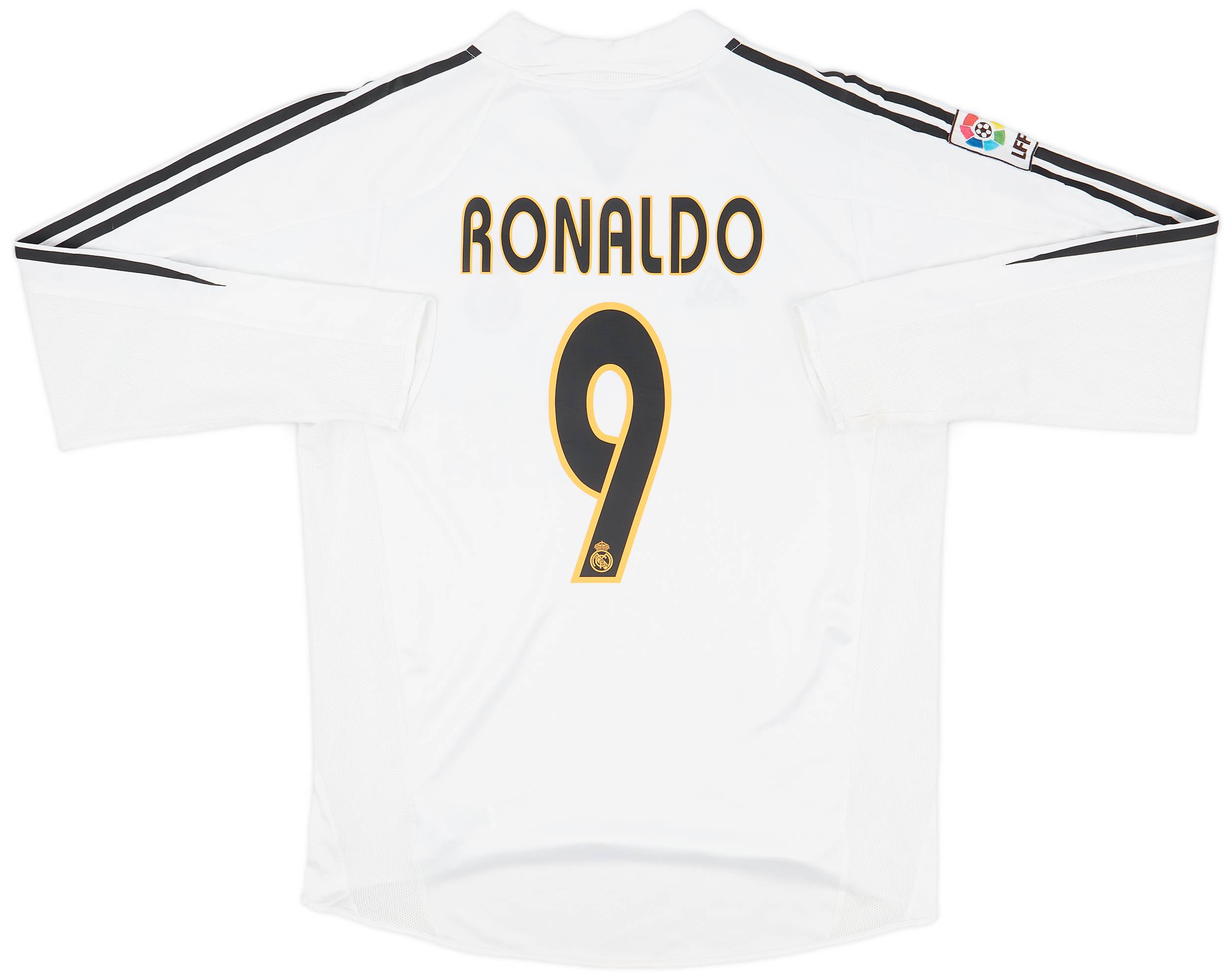 2004-05 Real Madrid Home L/S Shirt Ronaldo #9 - 6/10 - (M)