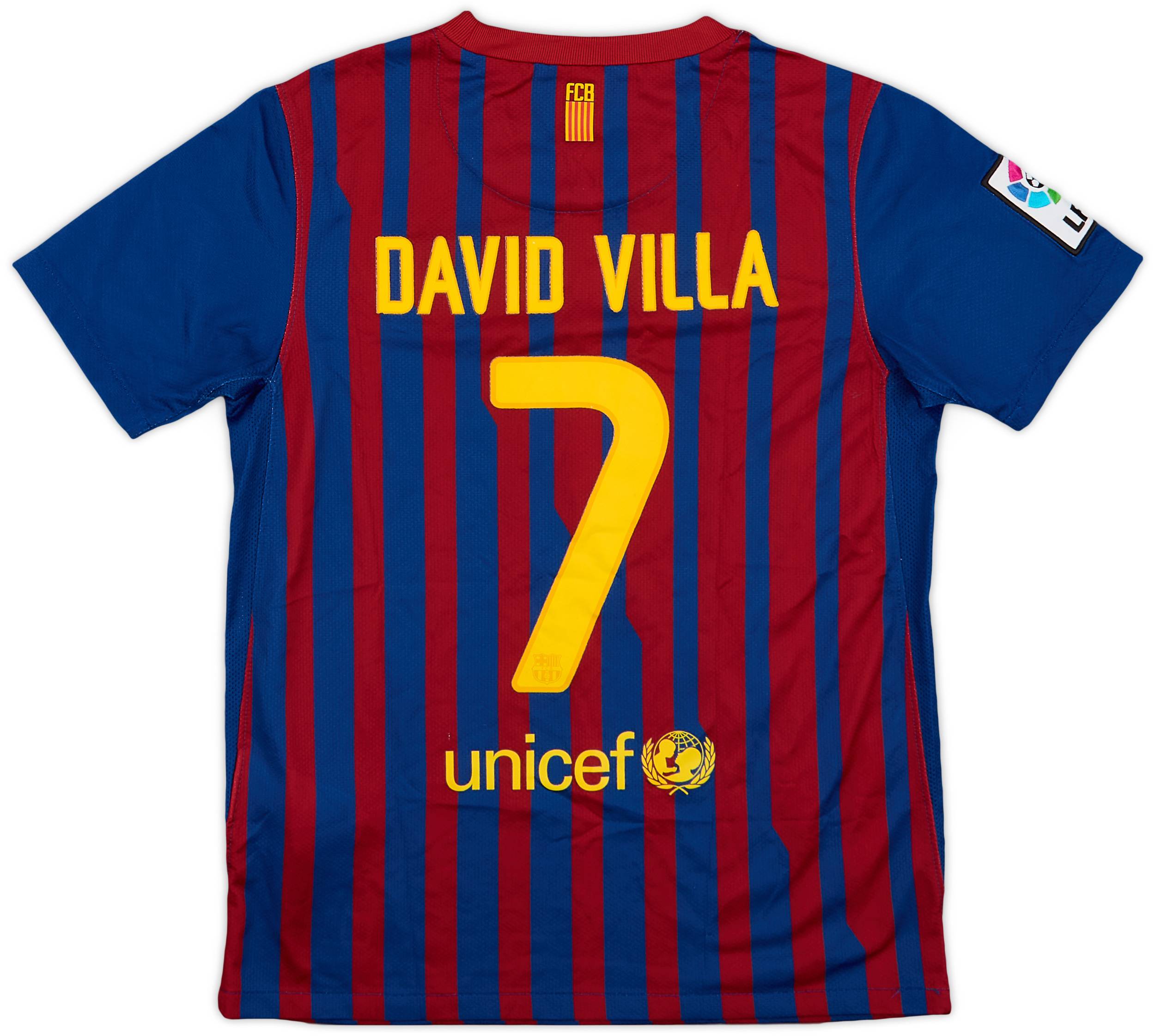 2011-12 Barcelona Home Shirt Villa #7 - 8/10 - (M.Boys)