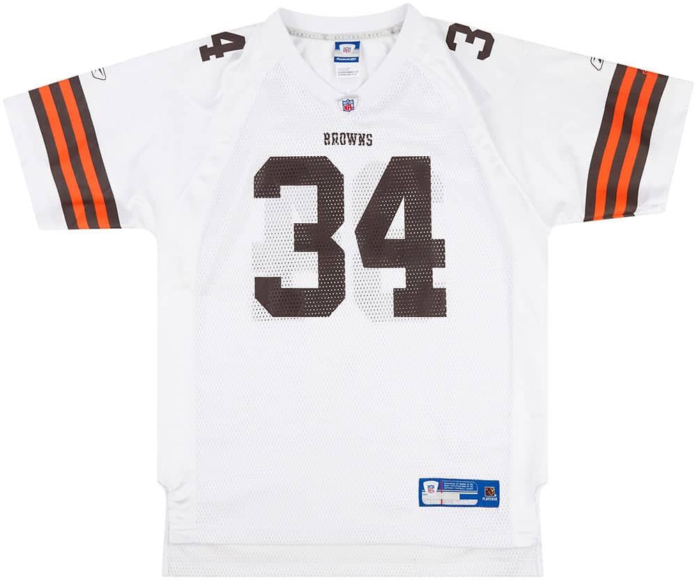 2005 06 Cleveland Browns Droughns 34 Reebok On Field Jersey Away Y