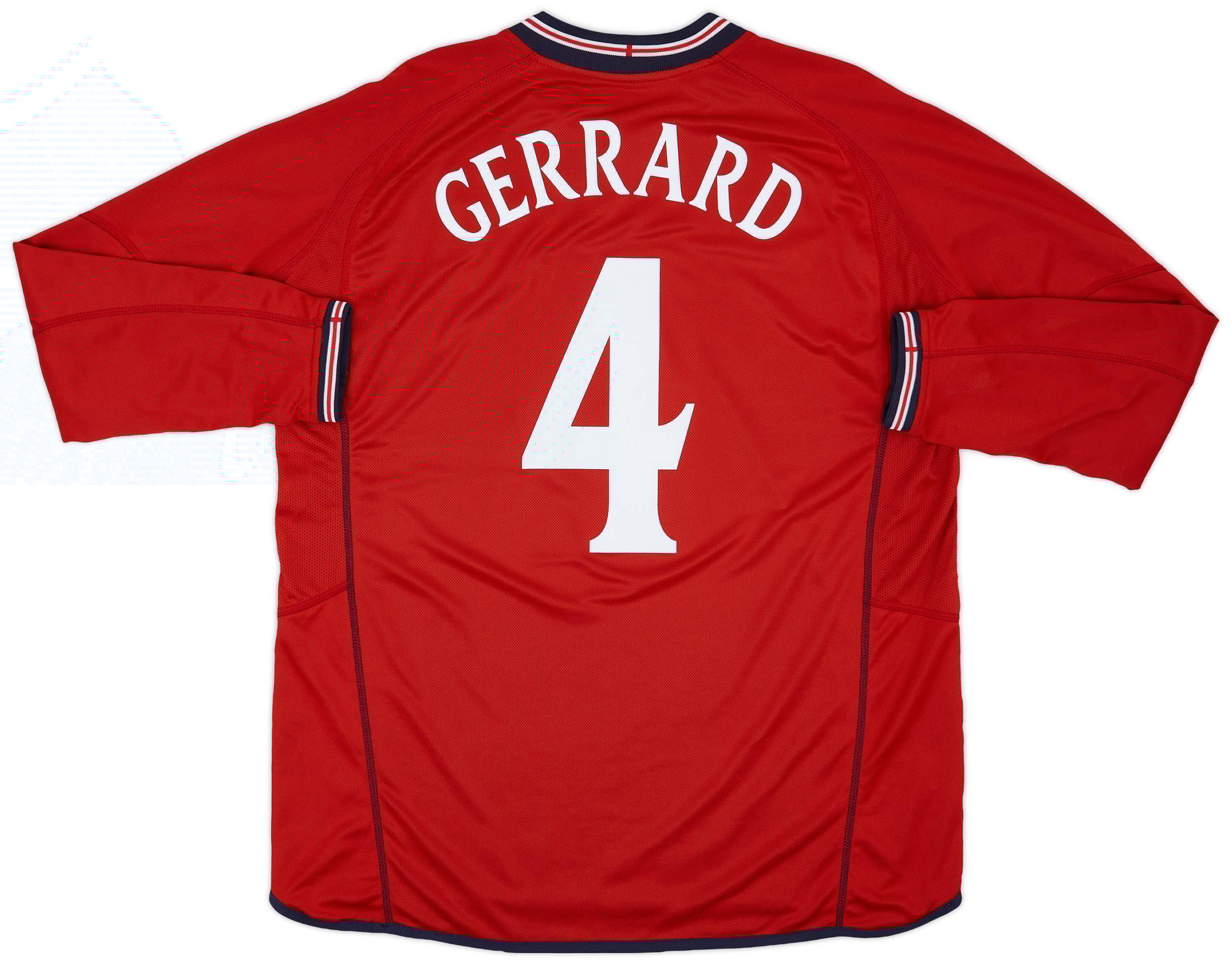 2002-04 England Away L/S Shirt Gerrard #4 - 8/10 - (XL)