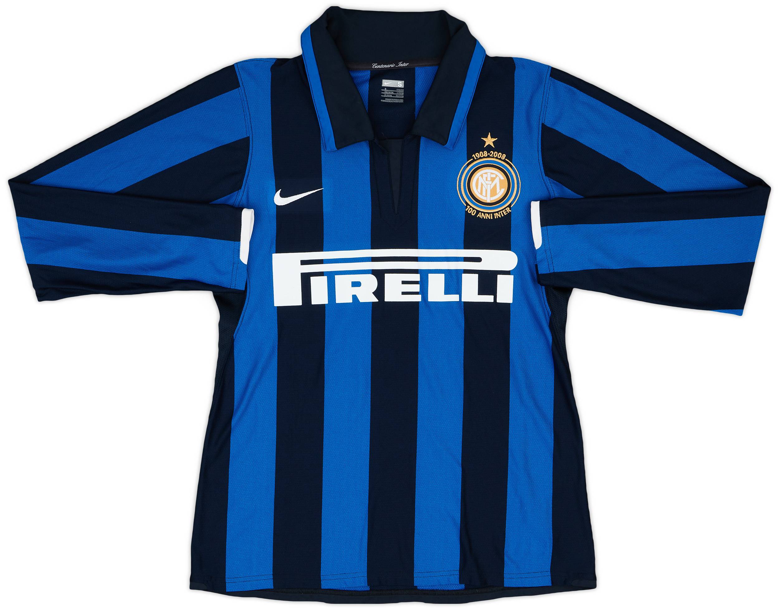 売れ筋がひ新作！ Inter 2007-08 Milan #17 Shirt L/S Home Issue Match トップス