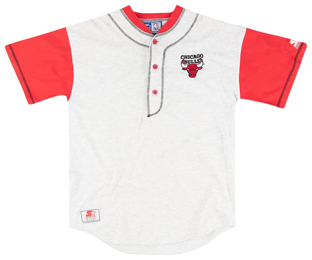 1990s Chicago Bulls Starter 1/2 Button Baseball Jersey M