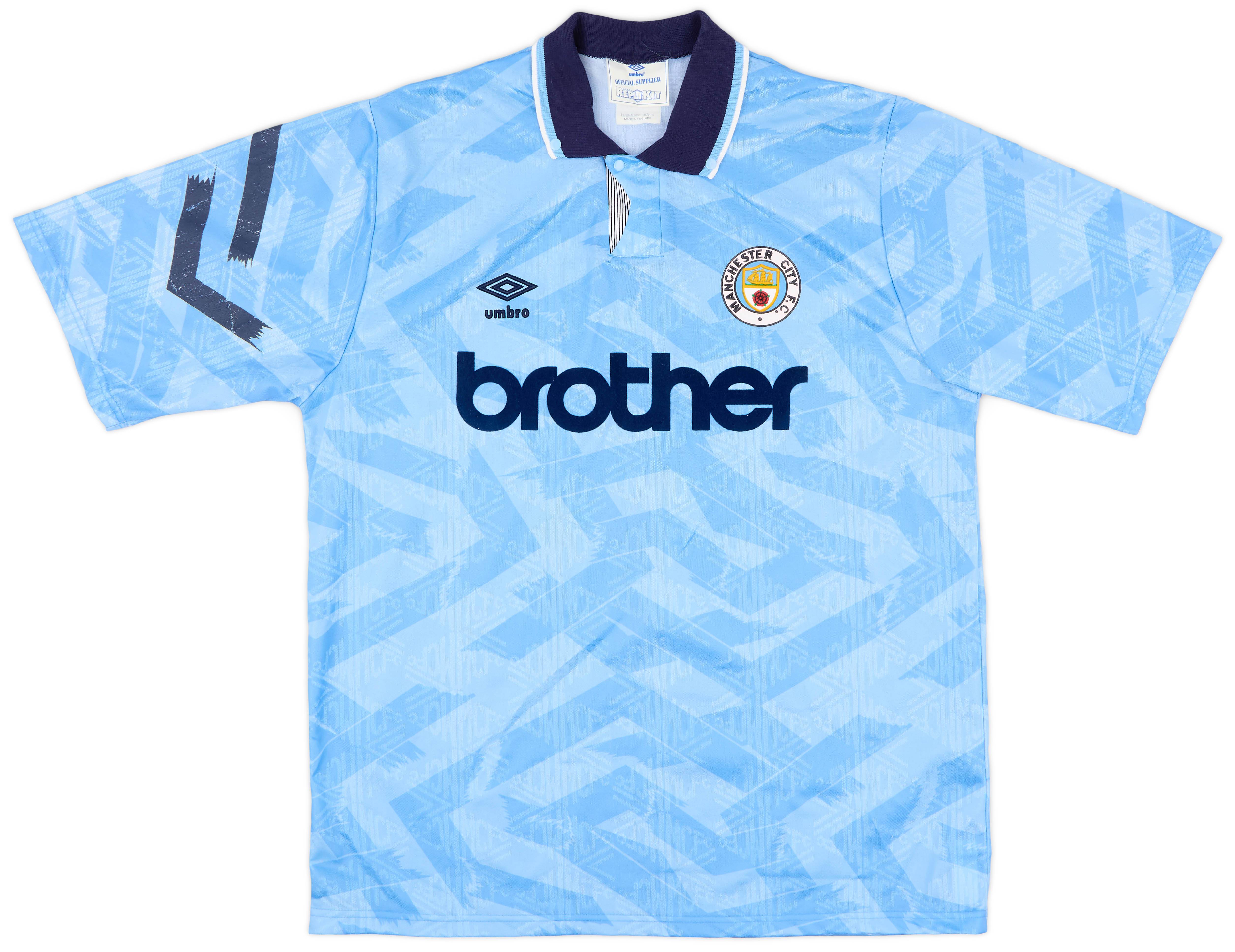 1991-93 Manchester City Home Shirt - 8/10 - (L)