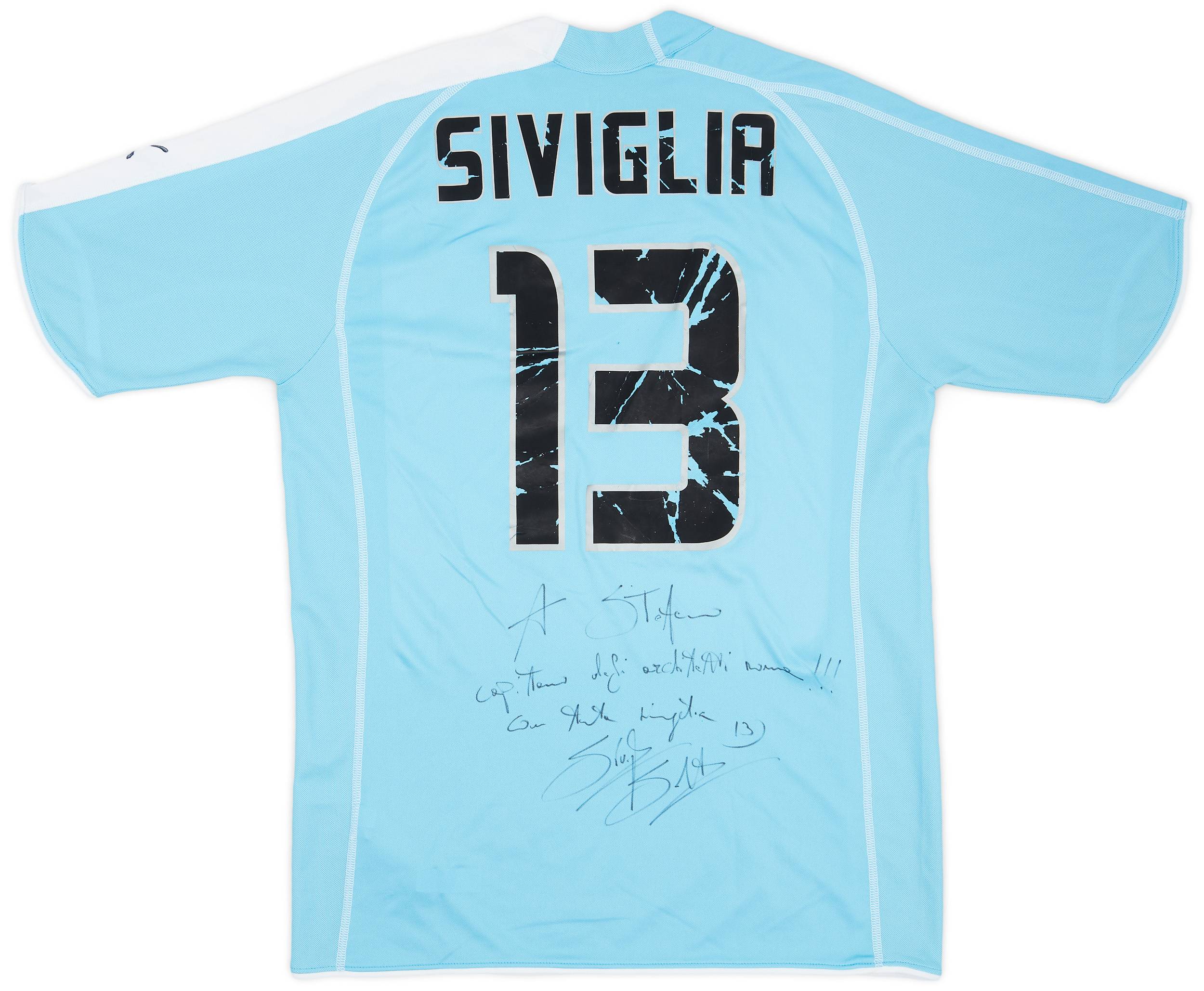 2005-06 Lazio Signed Home Shirt Siviglia #13 - 4/10 - (L)